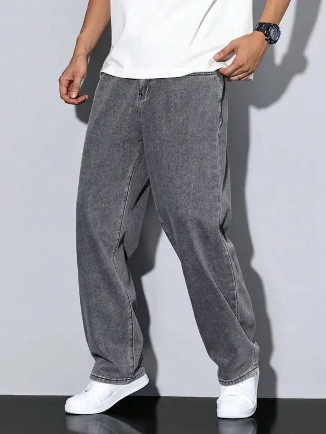 Moda Star Loose Fit Men Grey Jeans - Image 4