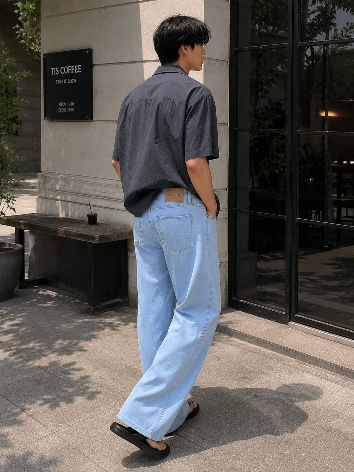 FOXIEFIT Men Light Blue Jeans Relaxed Fit - Image 4