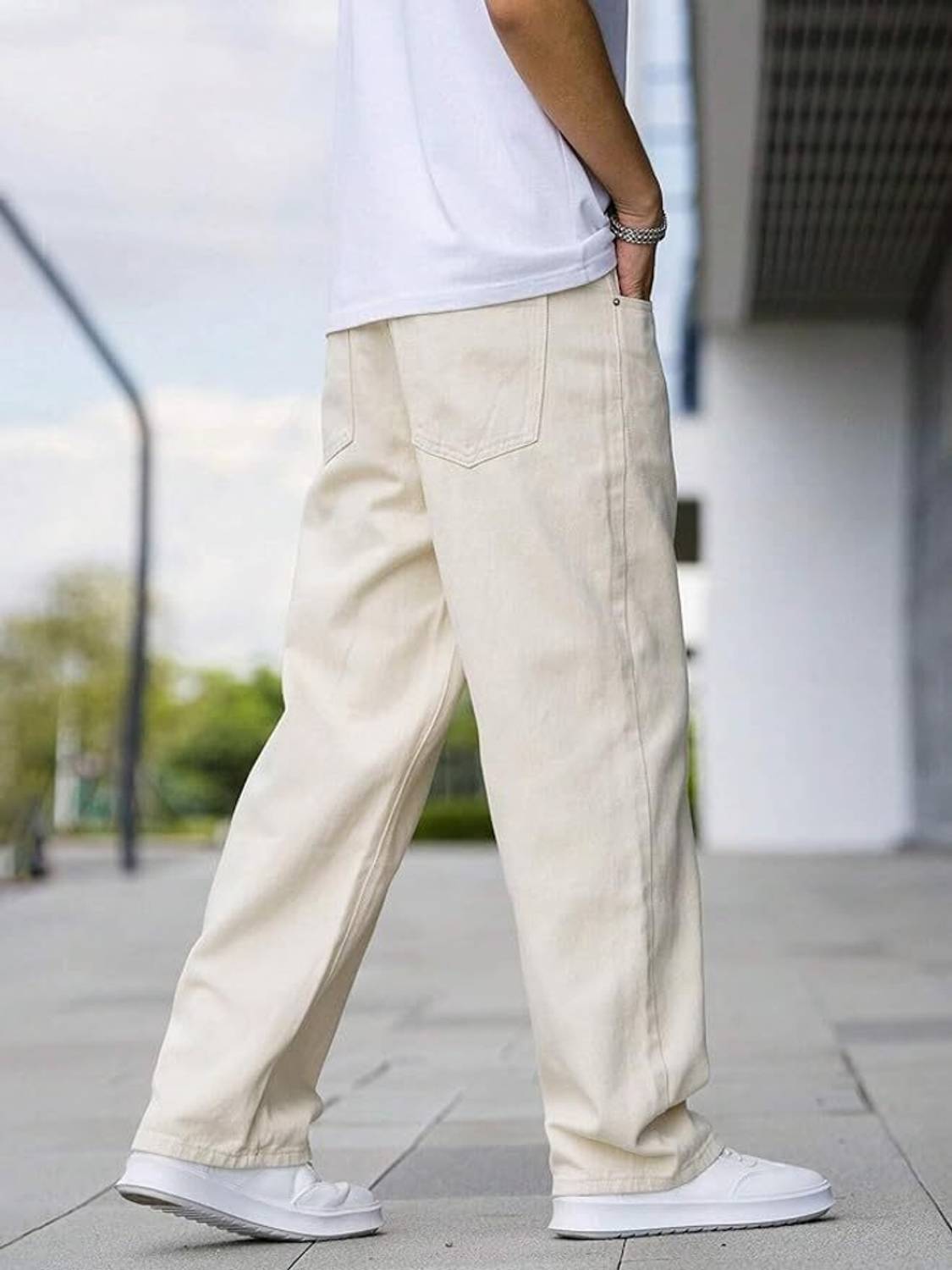 JSSV Loose Fit Men Beige Jeans - Image 2