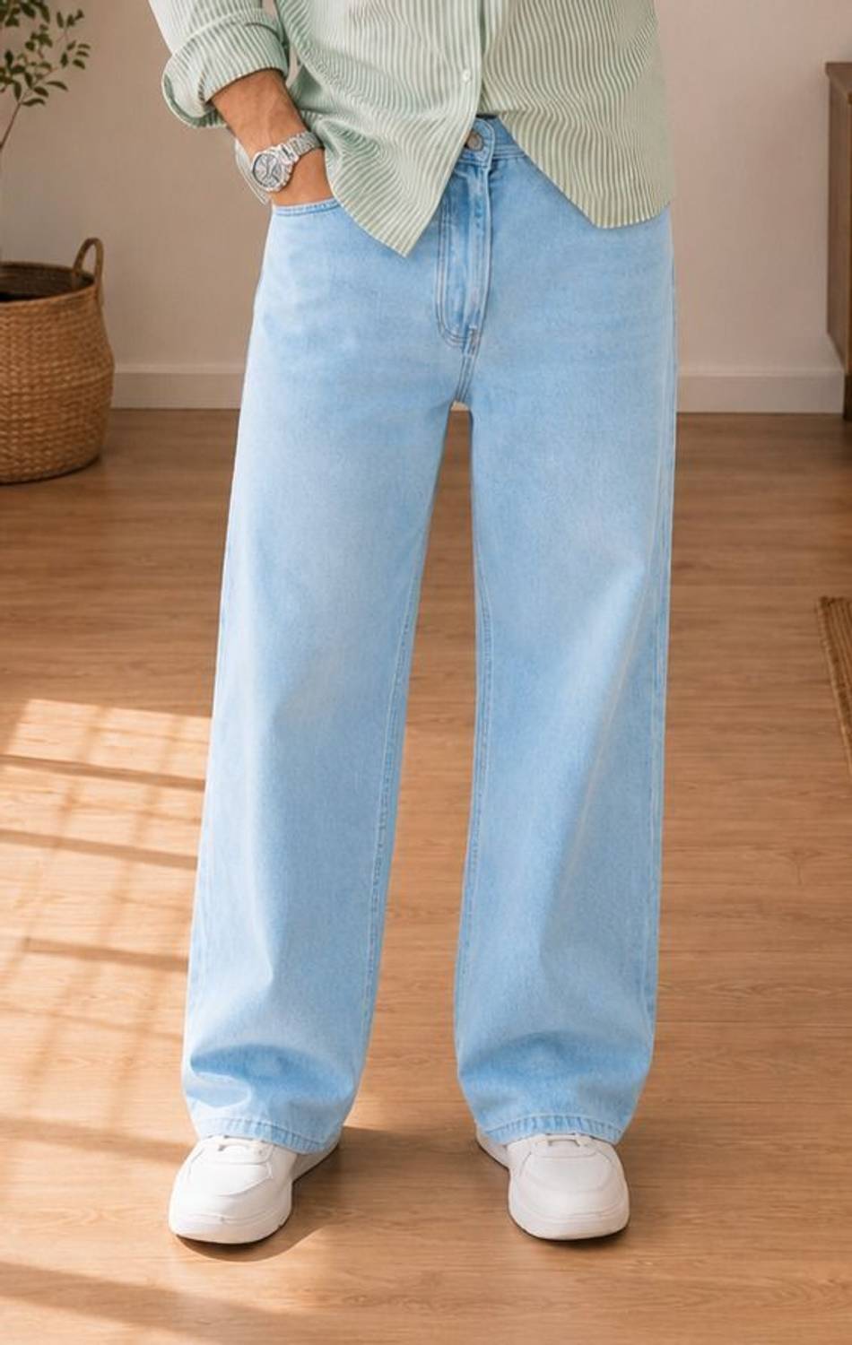 Veltick Baggy Fit Men Light Blue Jeans - Image 1