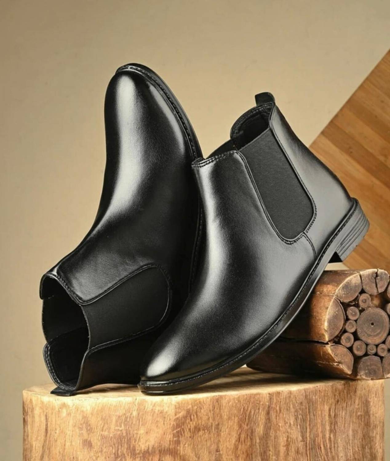 MEGPAR Black Synthetic Leather Chelsea Boots - Image 1