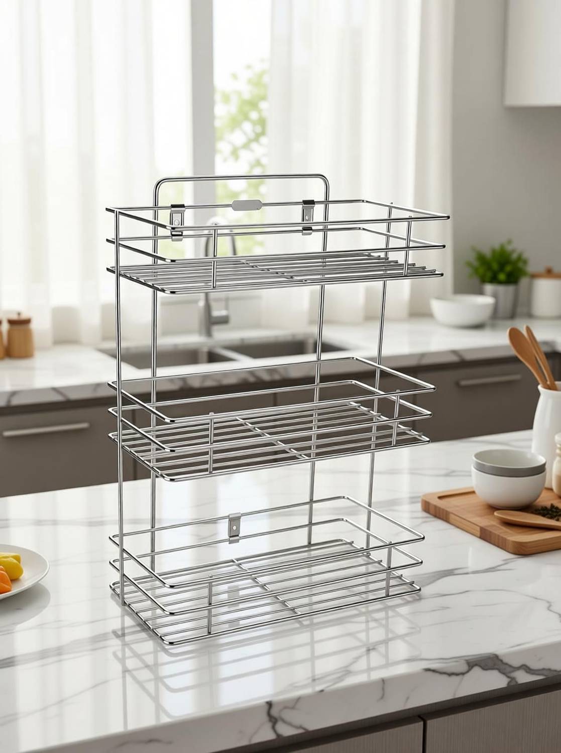 Kombuis Kitchenware 3 Layer Wall Mount Steel Rack - Image 4