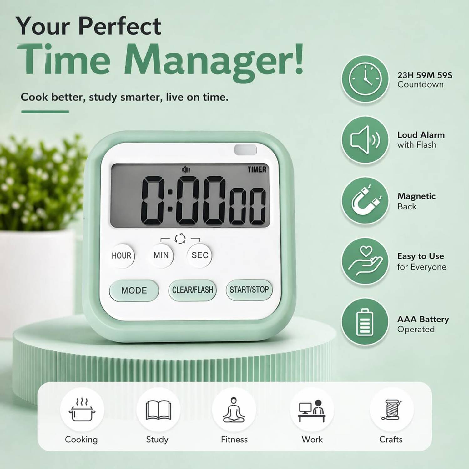 Shopsy LANLOY Magnetic Countdown Timer with LCD Display - Image 4