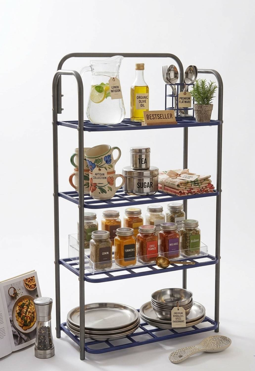 MD Kart 4 Layer Metal Plastic Shoe Rack - Image 4