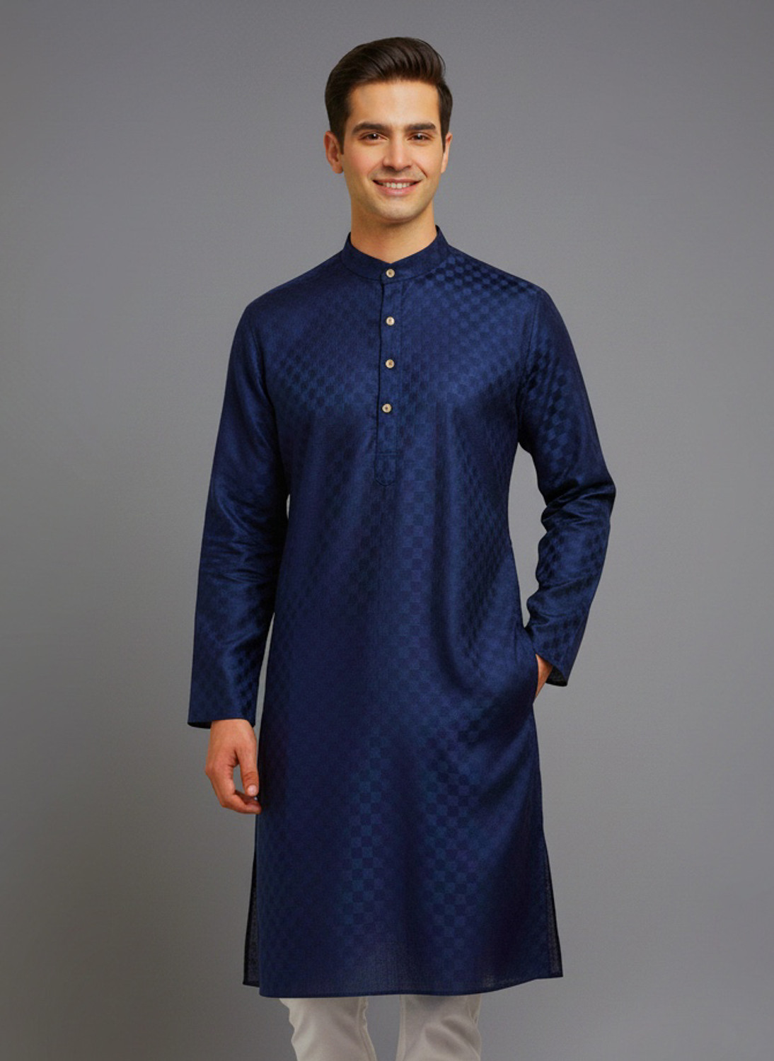 Tibra Collection Men Solid Straight Kurta