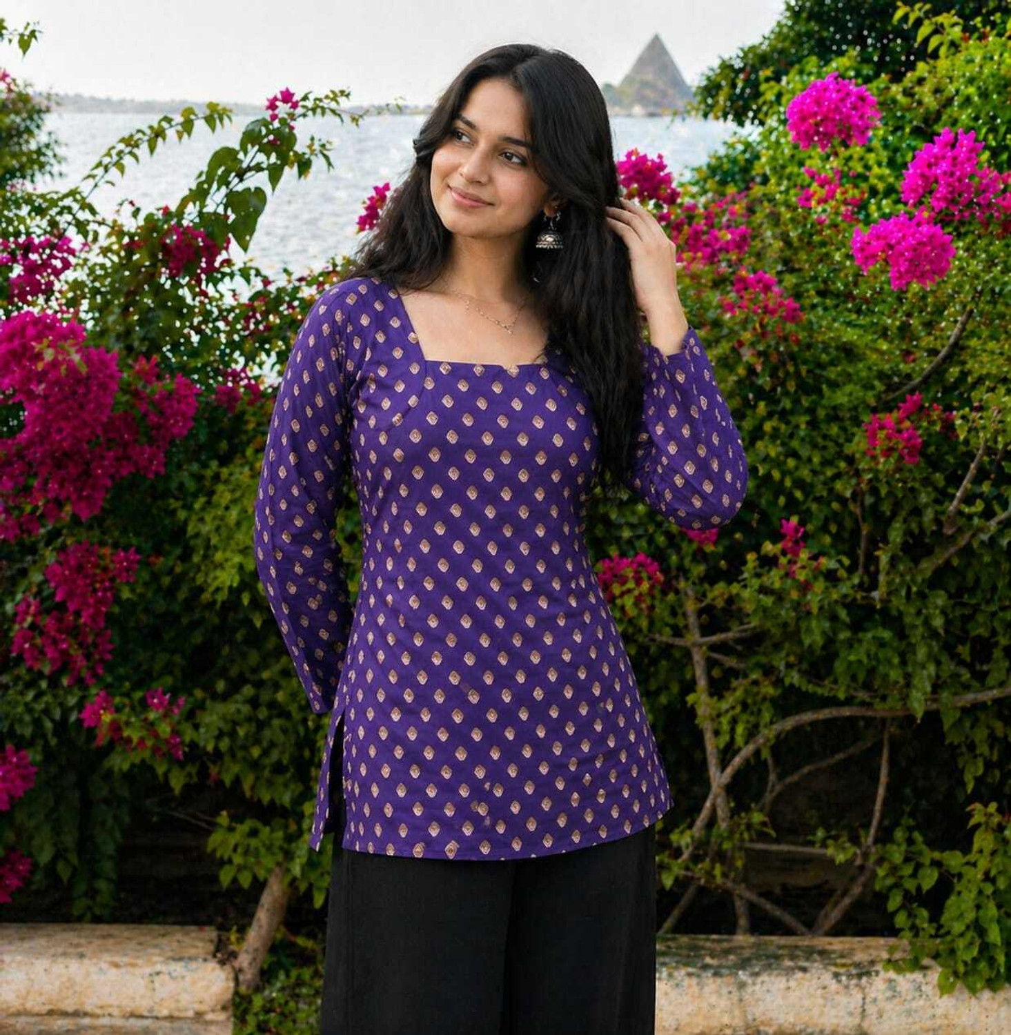 styledit Casual Printed Women Purple Top
