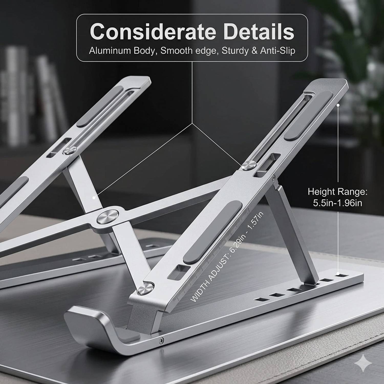 BOOM Aluminium Laptop Stand with Adjustable Height - Image 3