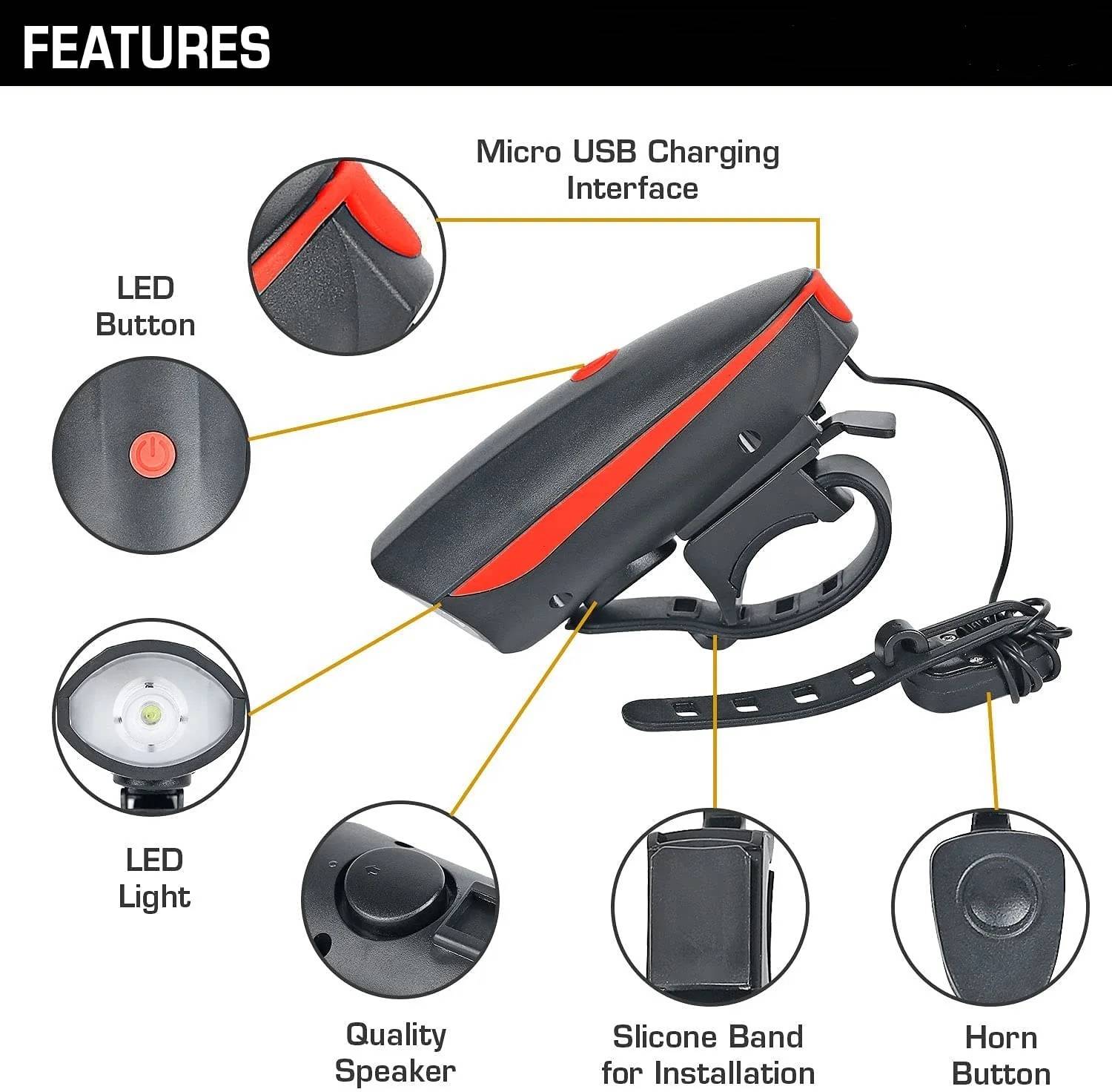 BLACKBELL USB Rechargeable Cycle Horn LED Light Combo - Image 2