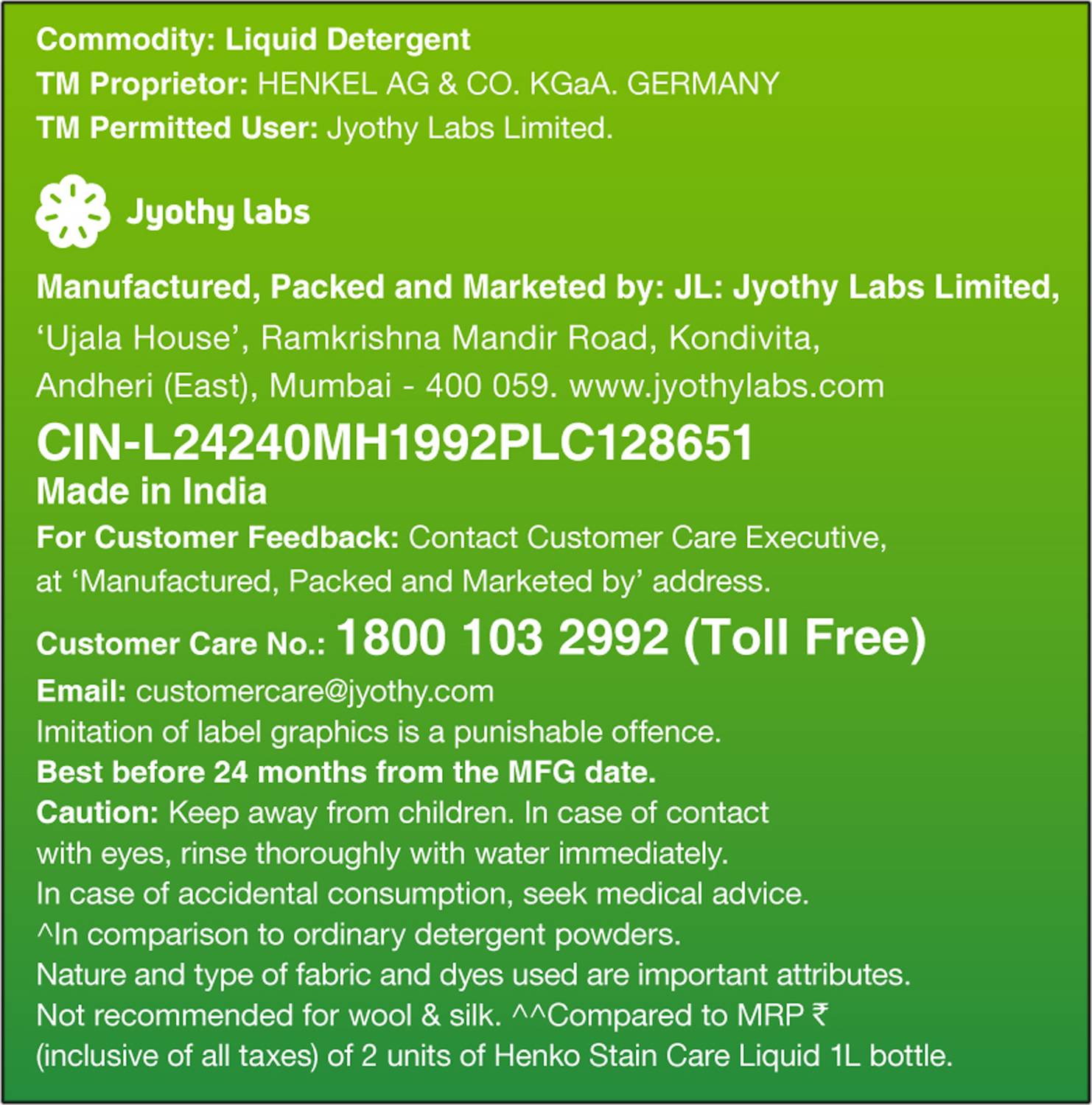 Henko Stain Care Front Load Fresh Liquid Detergent - Image 3