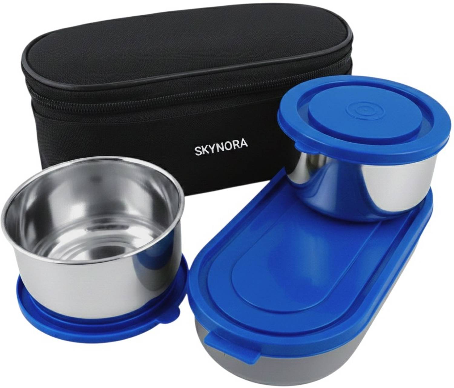 Shopsy SkyNora 300mlx2 400mlx1 Stainless Steel Lunch Box Blue - Image 1