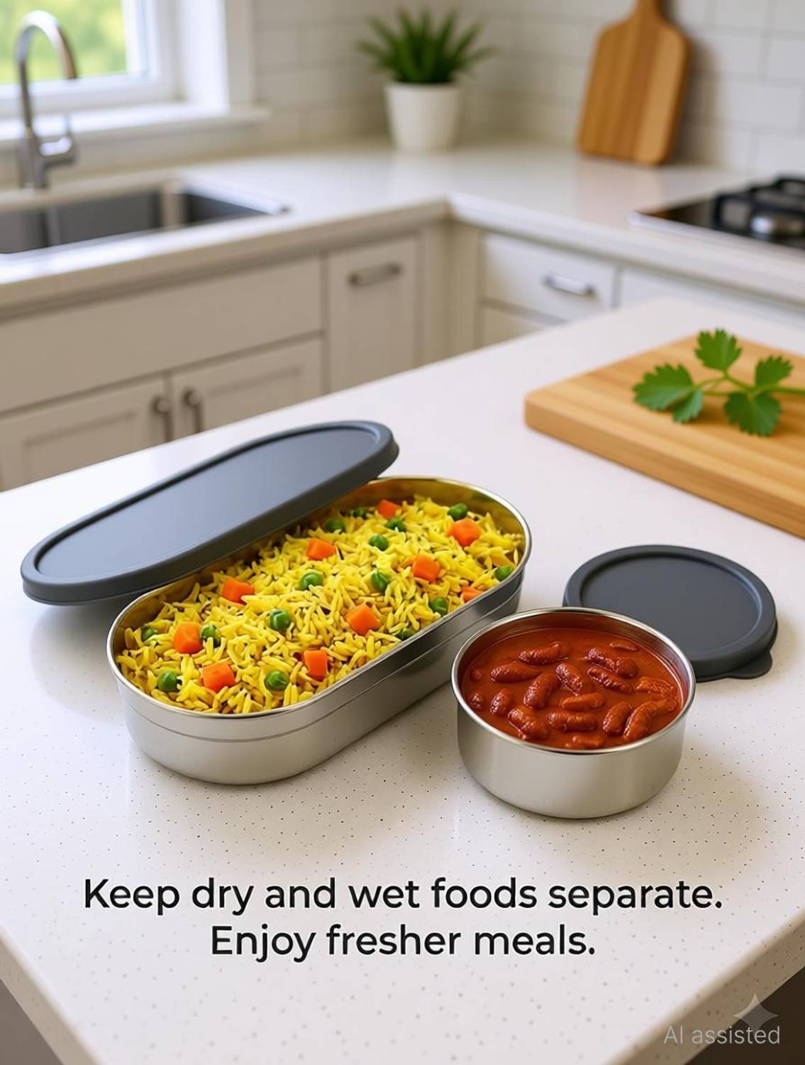 Marco Plast Oval Lunch Box 2 Containers Stainless Steel - Image 2