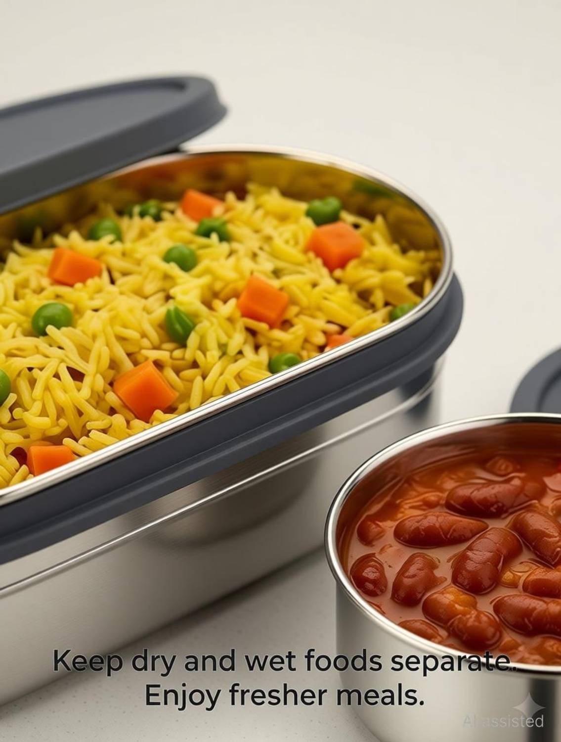 Marco Plast Oval Lunch Box 2 Containers Stainless Steel - Image 3