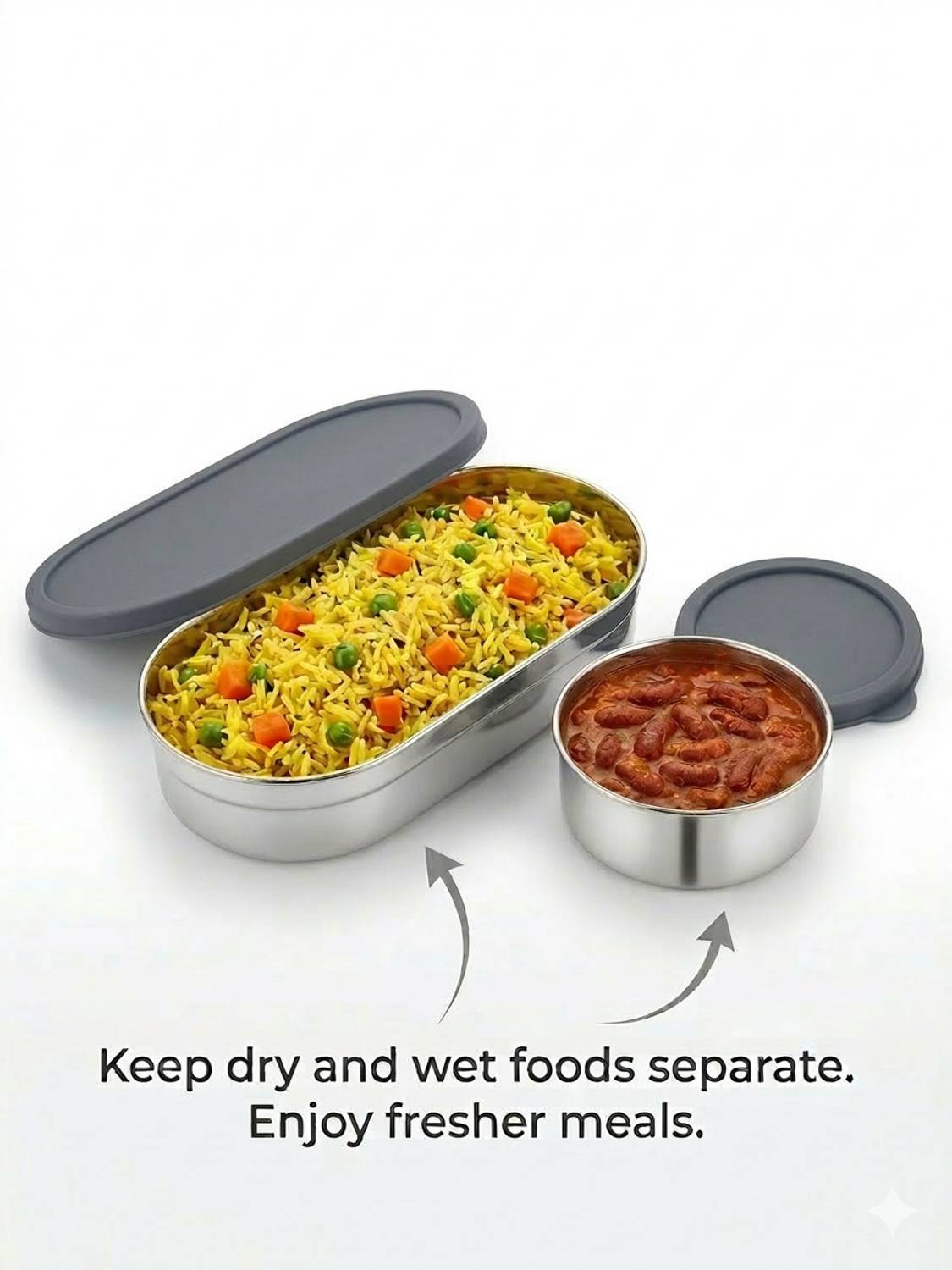 Marco Plast Oval Lunch Box 2 Containers Stainless Steel - Image 4