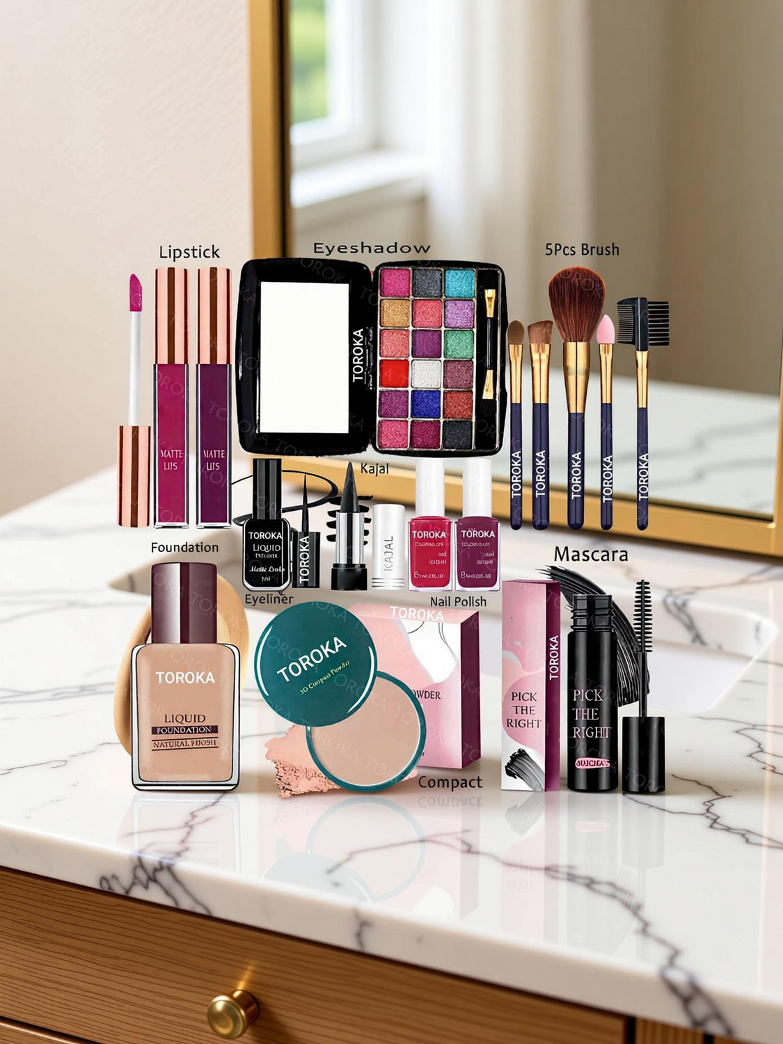 TOROKA Makeup Combo Kit One-stop Beauty Package for Beginners and Professionals 61