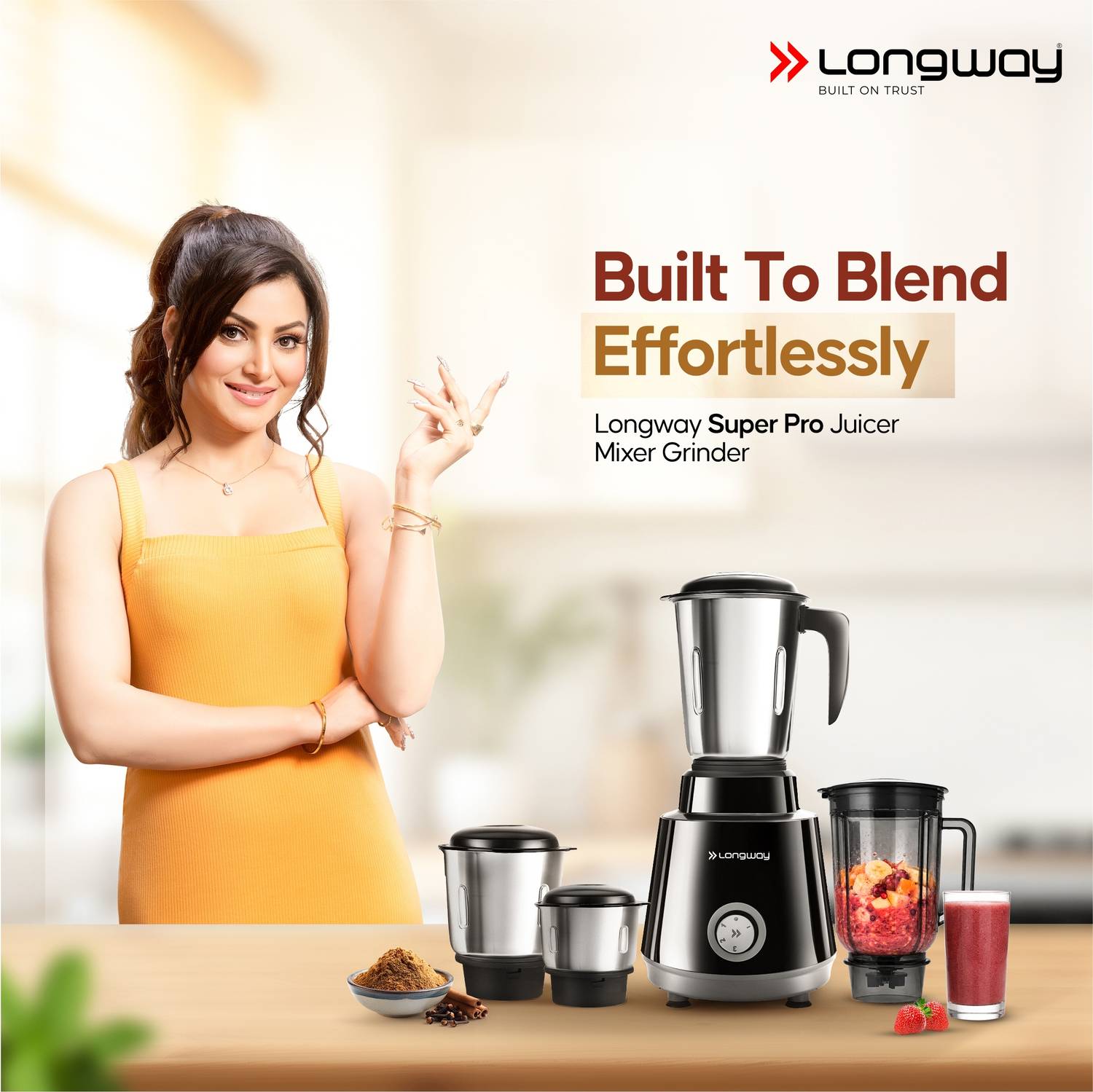 Longway Roto Max 750W Juicer Mixer Grinder (4 Jars, Black & Gray) - Image 2