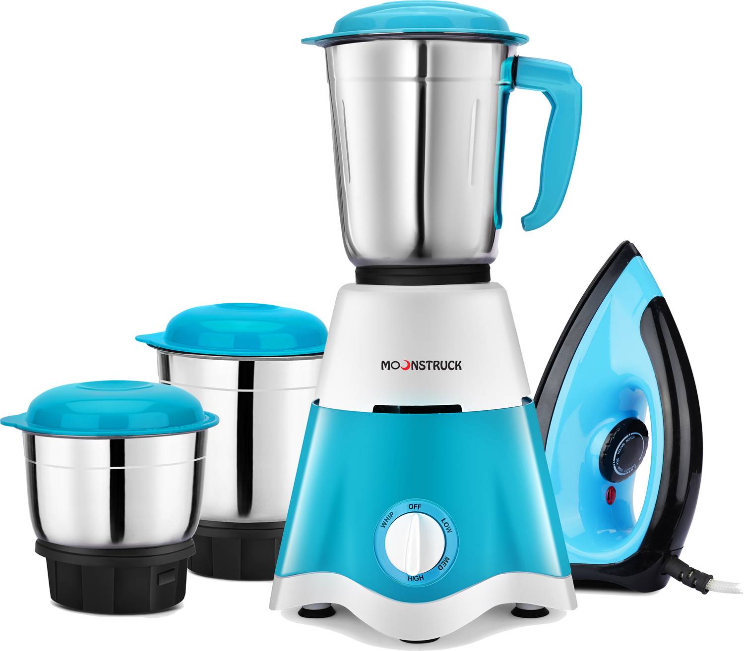 Moonstruck 750W Juicer Mixer Grinder 3 Jar Blue Pack of 750 - Image 2