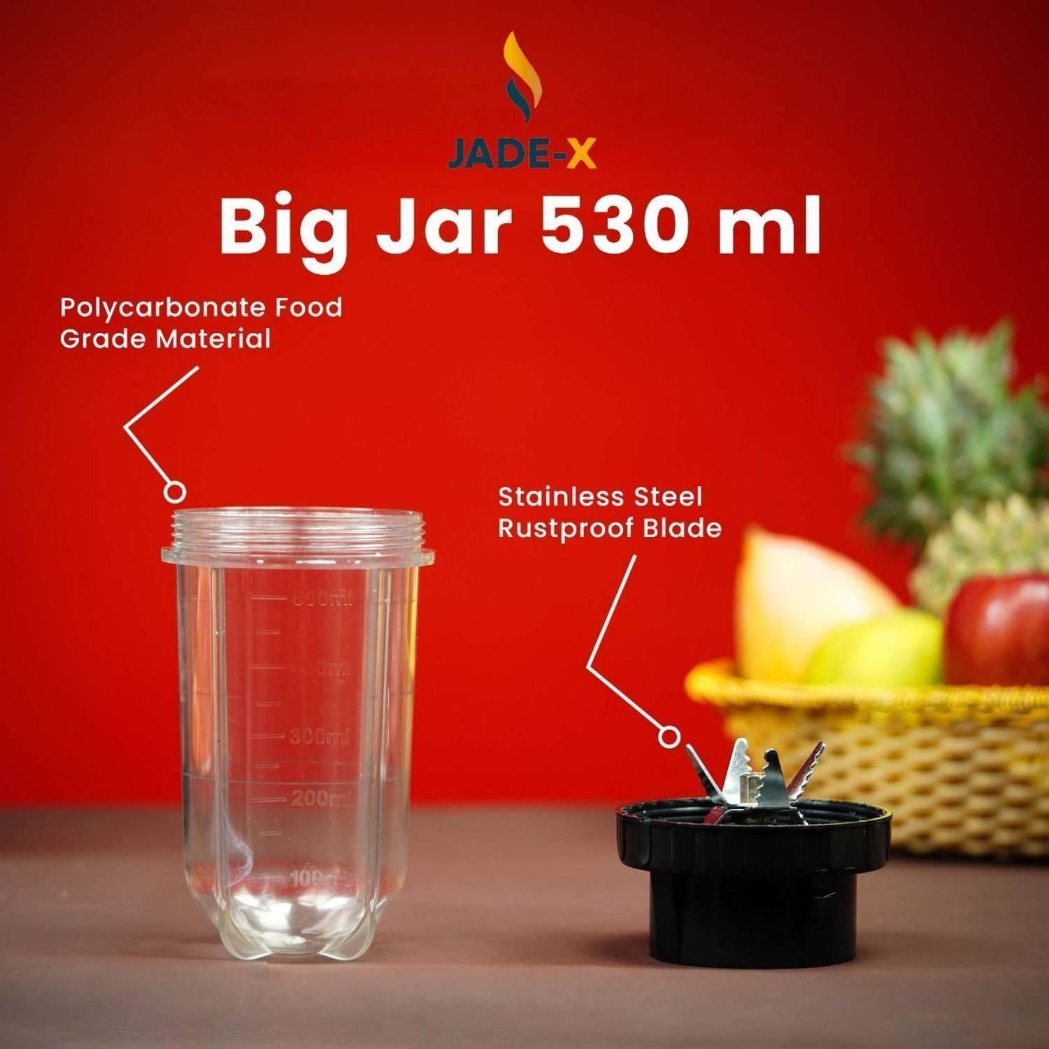jade-x 530ml Mixer Juicer Jar Green - Image 3