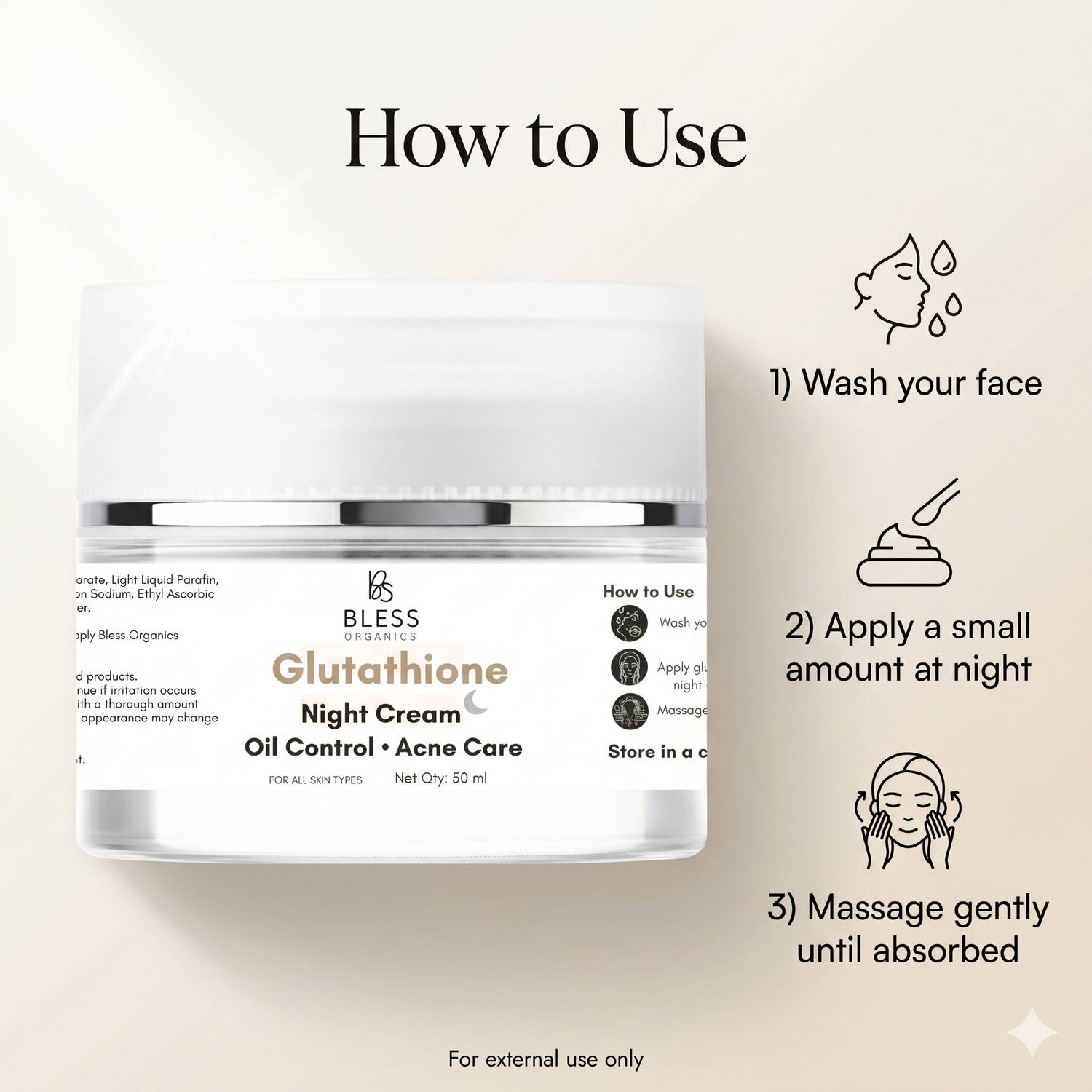 bless organics glutathione night cream Cream|Whitening, Dark Spot Reduction & Glowing Face cream–70g Price in India Vitamin B12 Course - GHK Hair Care Size:500 strips/10 bottles
