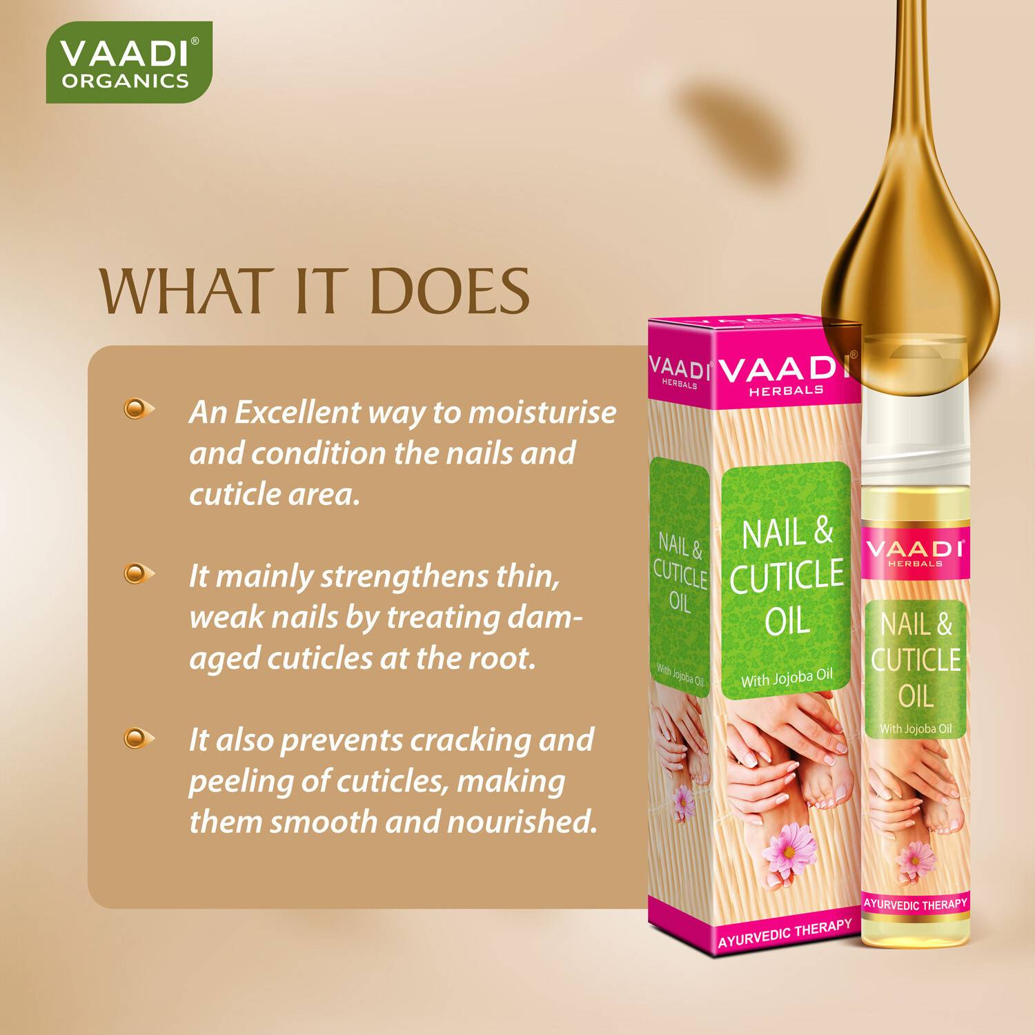 Vaadi Herbals Nail & Cuticle Oil with Jojoba Oil - Image 5