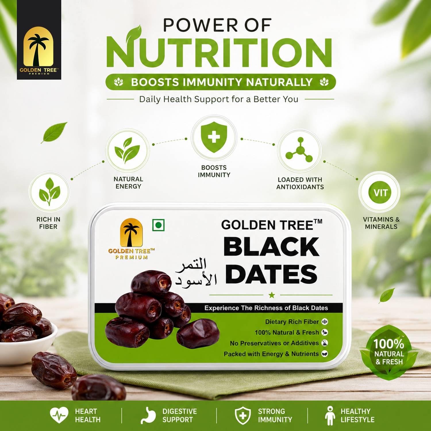 Golden Tree Premium Black Dates 400g - Image 5