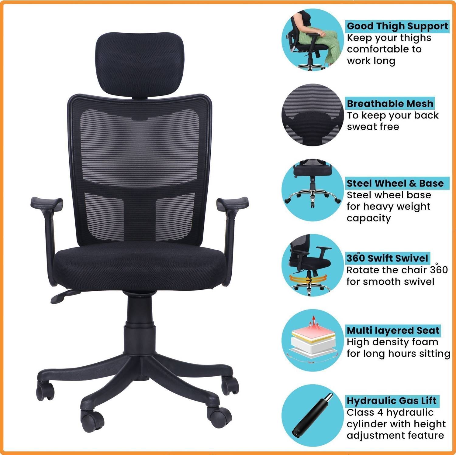 SUPREMA Study Arm Revolving High Back Chair - Image 3