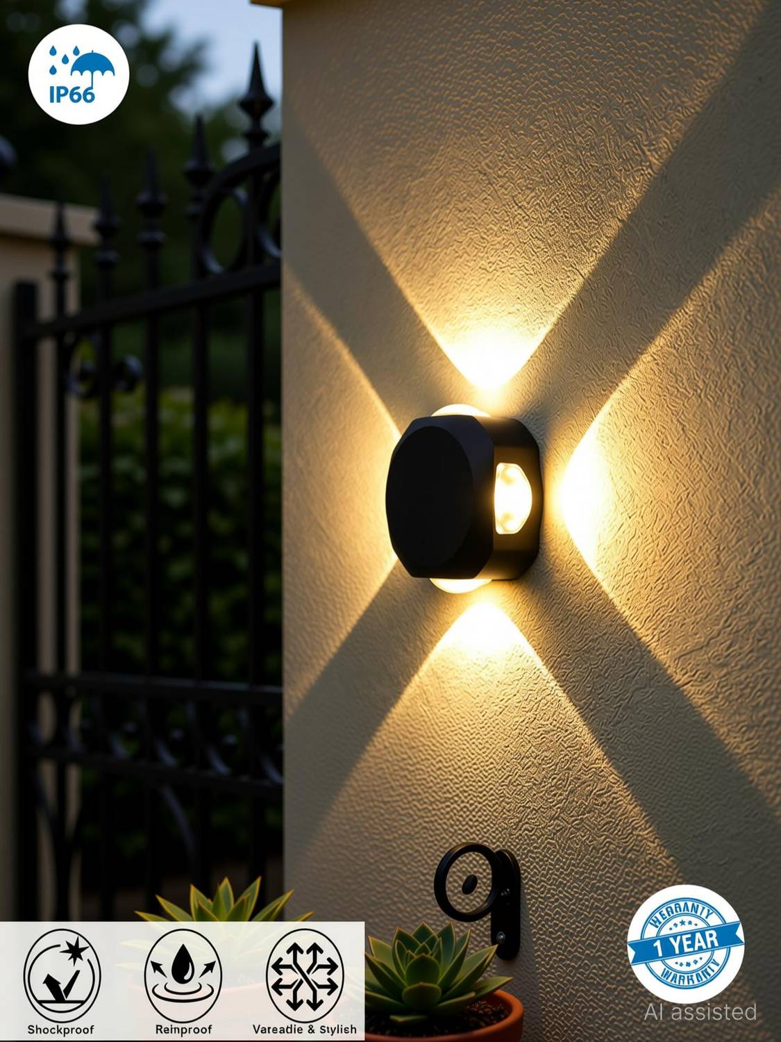 HENONIX 4 Way LED Outdoor Wall Light (Warm White) - Image 2