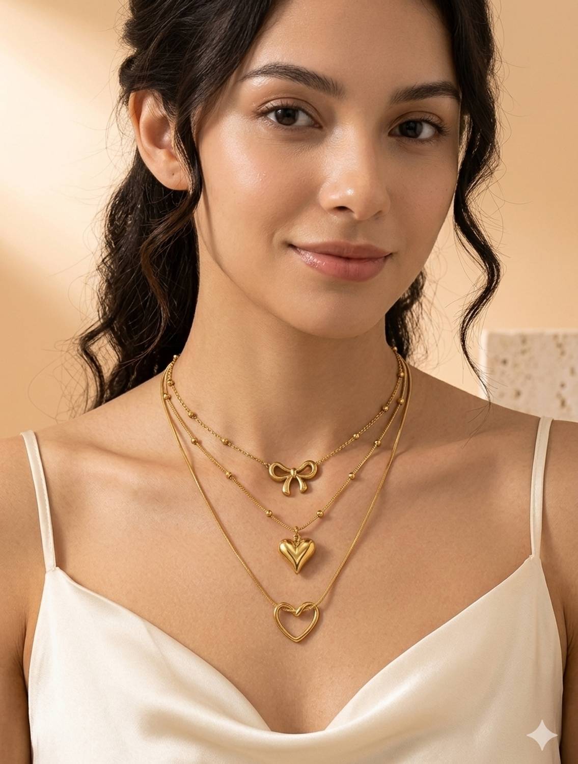 ForlookBeauty 3 Pendant Necklaces Gold Pack of 3 - Image 2