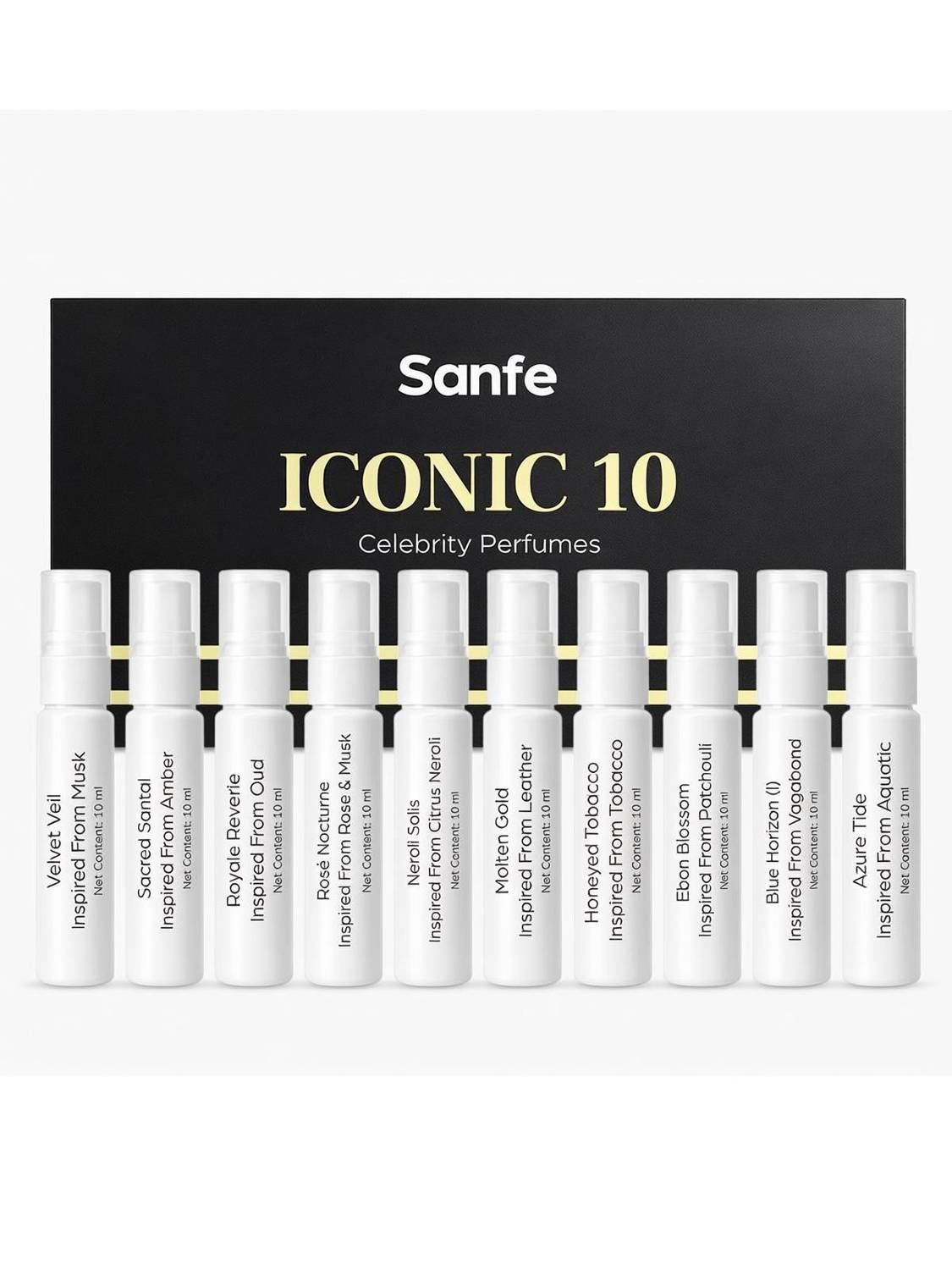 Sanfe Iconic 10 Celebrity Perfume Pack of 10 · 10 ml (100 ml total) - Image 1