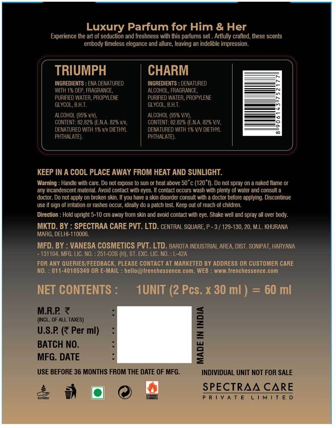 French Essence Luxury Charm & Triumph Perfume 30 ml x 2 - Image 4