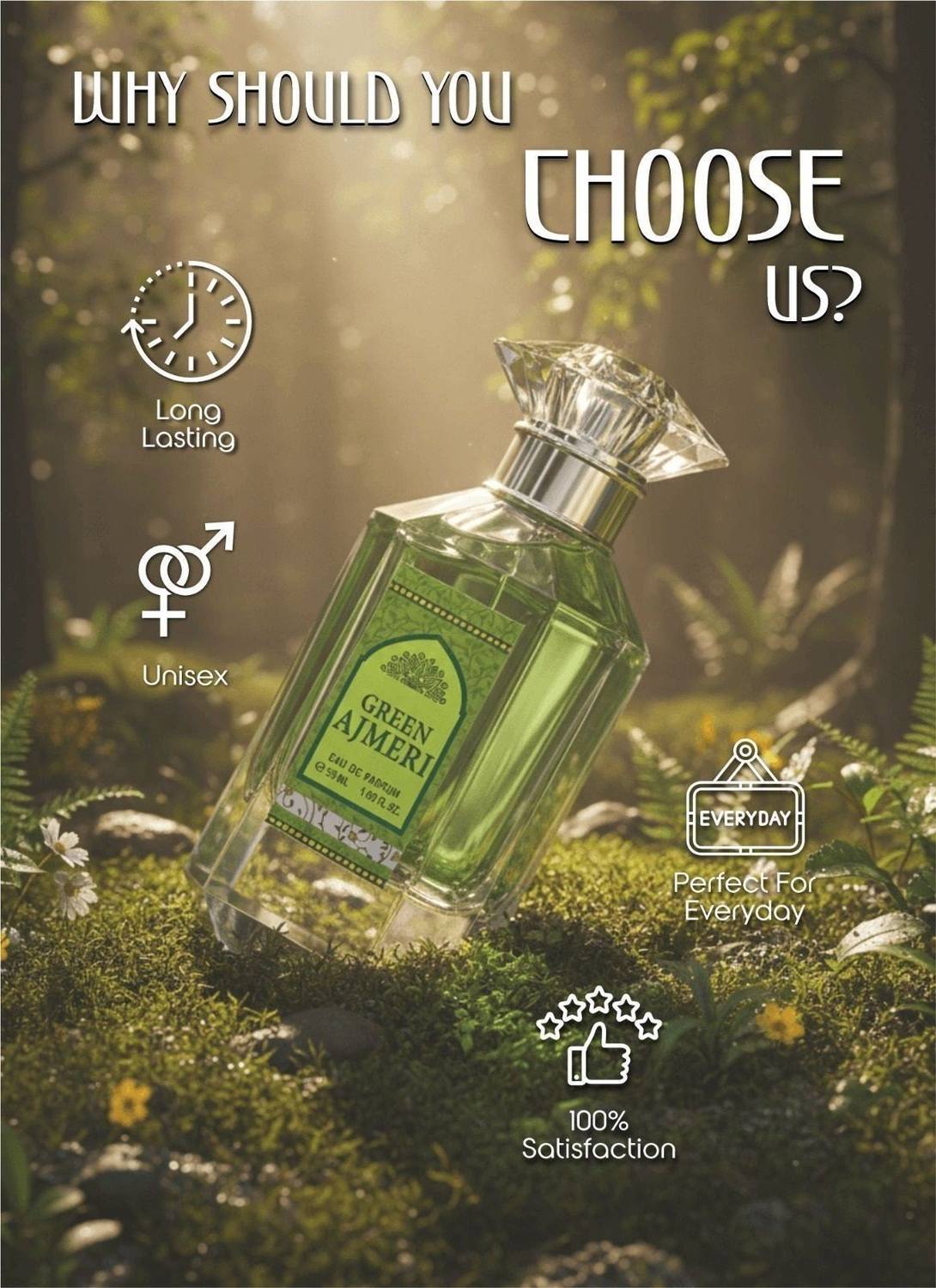 MEENA Green Ajmeri Unisex Eau De Parfum 50ml - Image 3