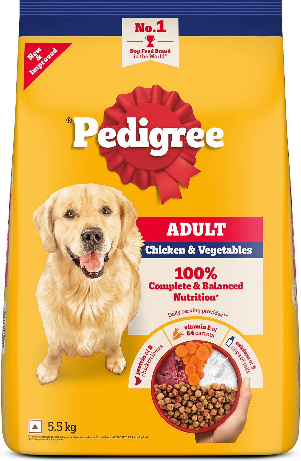 PEDIGREE 100% Nutrition Chicken, Vegetable 5.5 kg Dry Dog Food - Image 1