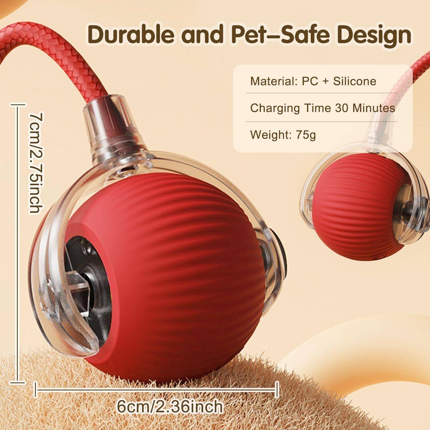 TrendyTresures Smart LED 360° Rotating Cat Toy Ball Cat Dancing Ball Pet Rolling Ball Silicone, Plastic Ball, Chew Toy, Fetch Toy For Dog & Cat - Image 3
