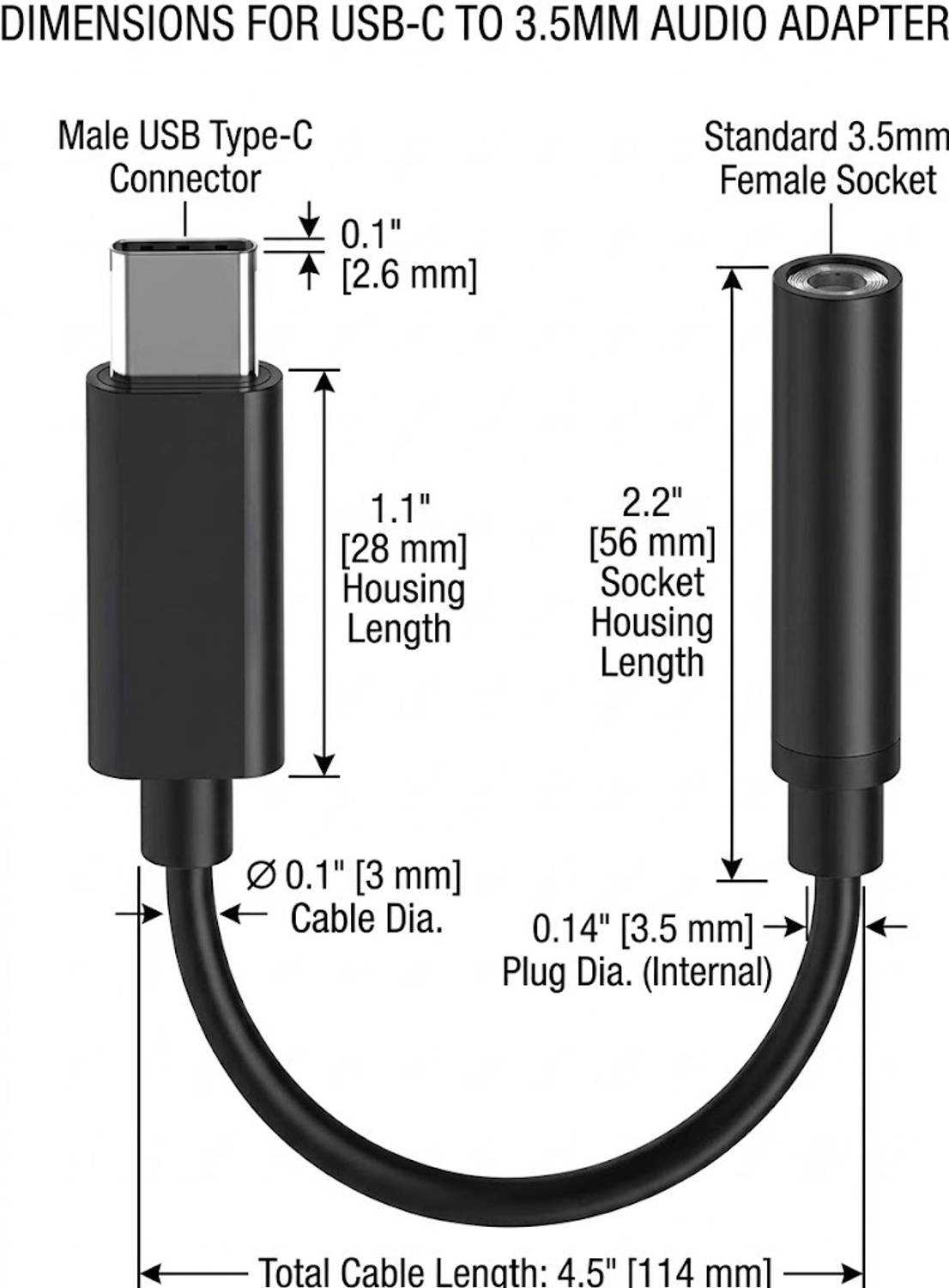 Port Black USB-C to 3.5mm Headphone Jack Adapter - Image 4