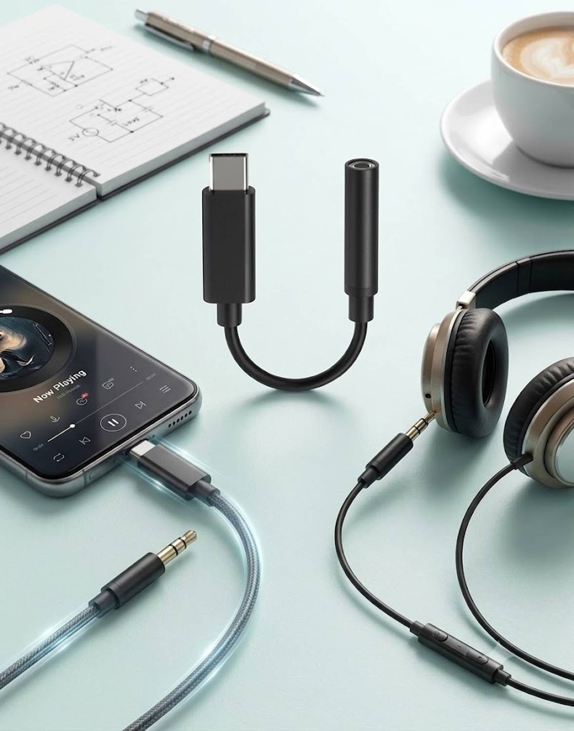 Port Black USB-C to 3.5mm Headphone Jack Adapter - Image 5