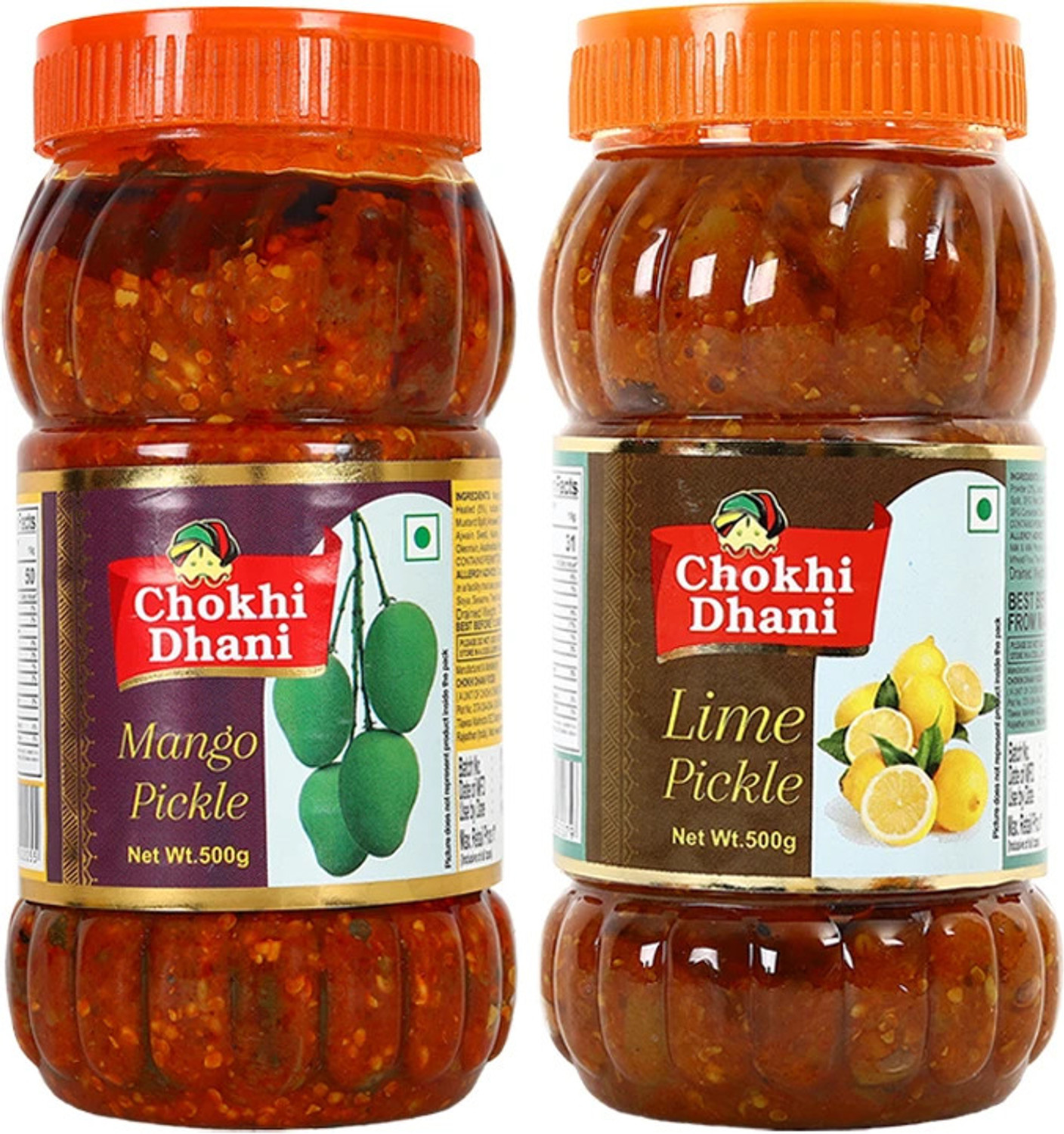 Chokhi Dhani Mango Pickle 500 gm, Lime Pickle 500 gm, Spicy & Tasty Mixed Vegetable Pickle