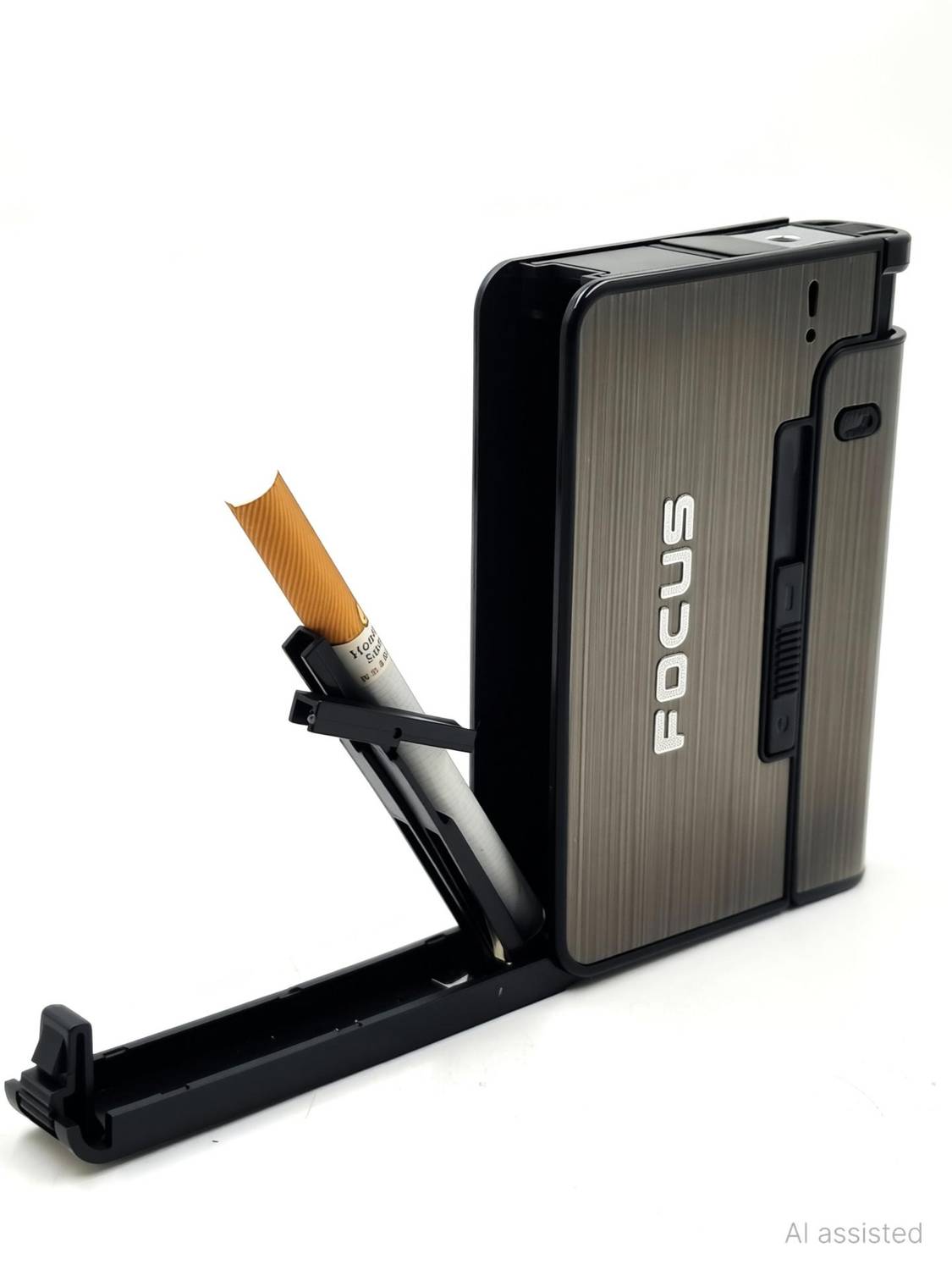 VIOVI Focus Pioneer Grey Cigarette Case with Portable Lighter for 84mm Long King Size Cigarette Pocket Lighter - Image 4