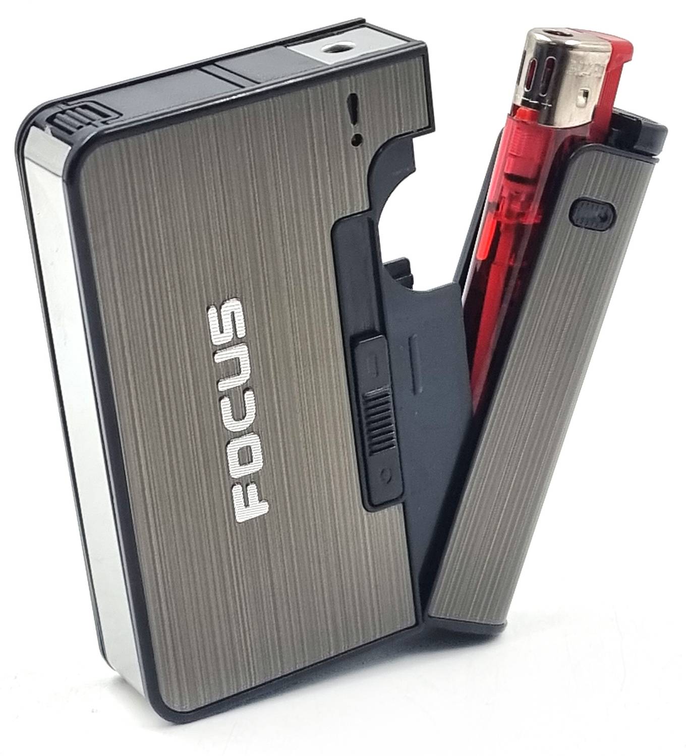 VIOVI Focus Pioneer Grey Cigarette Case with Portable Lighter for 84mm Long King Size Cigarette Pocket Lighter - Image 5