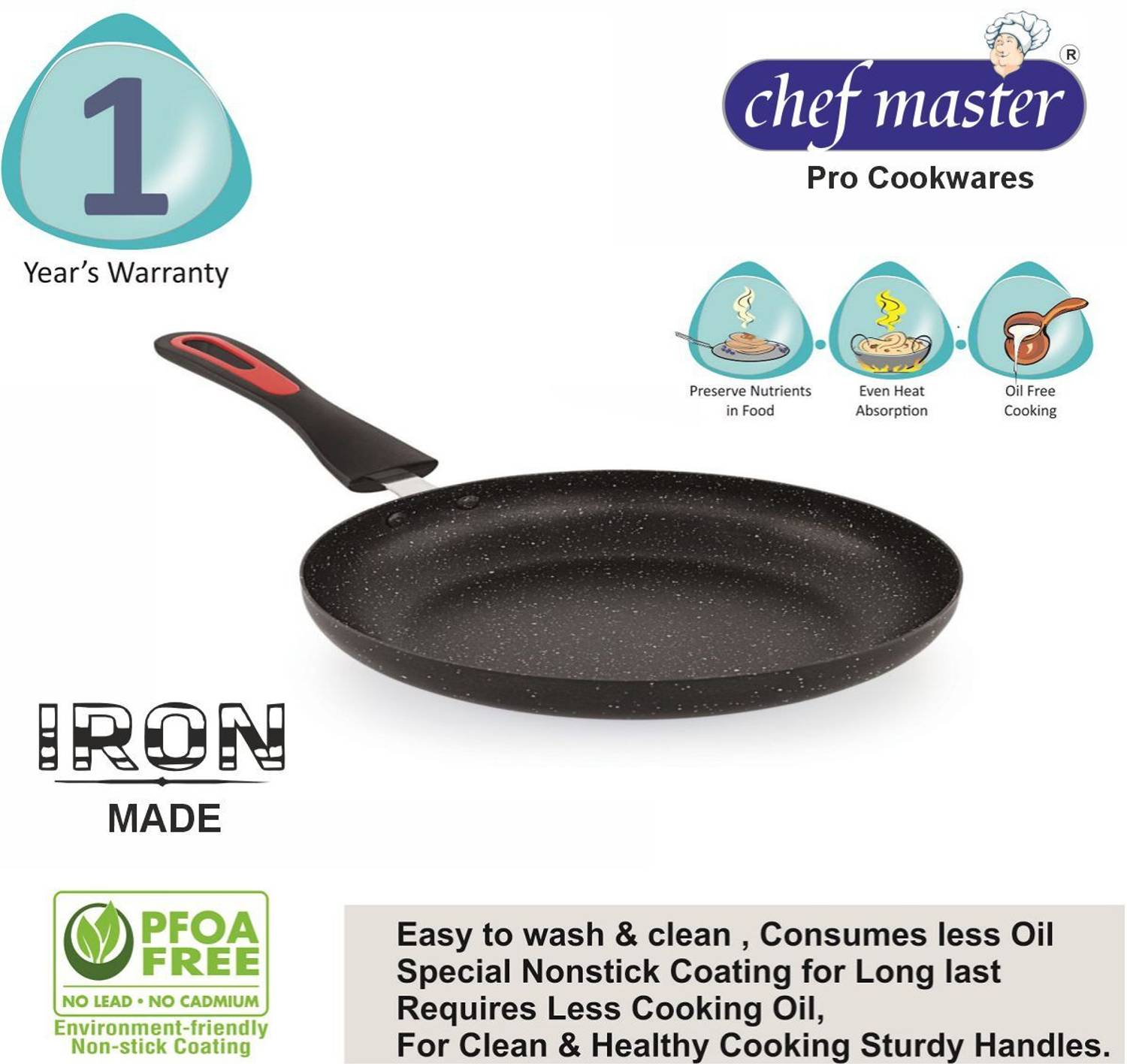 Chefmaster iron-Pro 24 cm Carbon Steel Frying Pan - Image 2