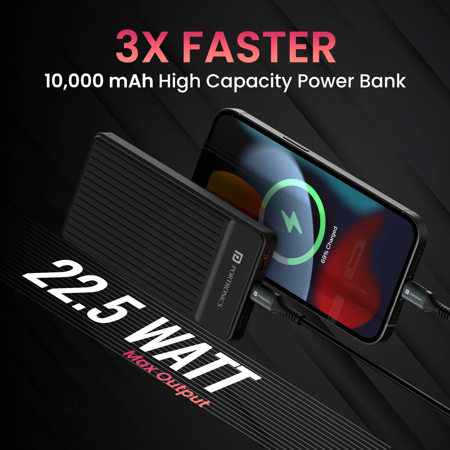 Portronics 10000 mAh 22.5W Ultra Slim Power Bank - Image 3