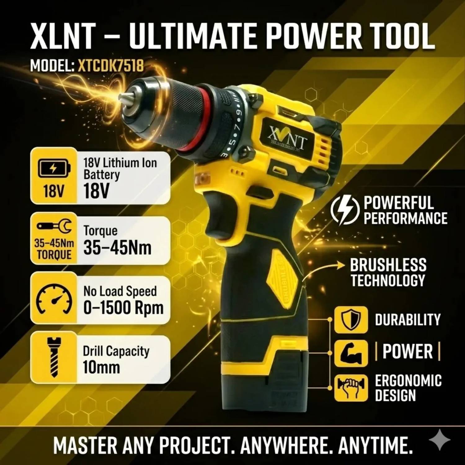 NTH XLNT 18V Cordless Drill Machine 10mm Metal Chuck - Image 2