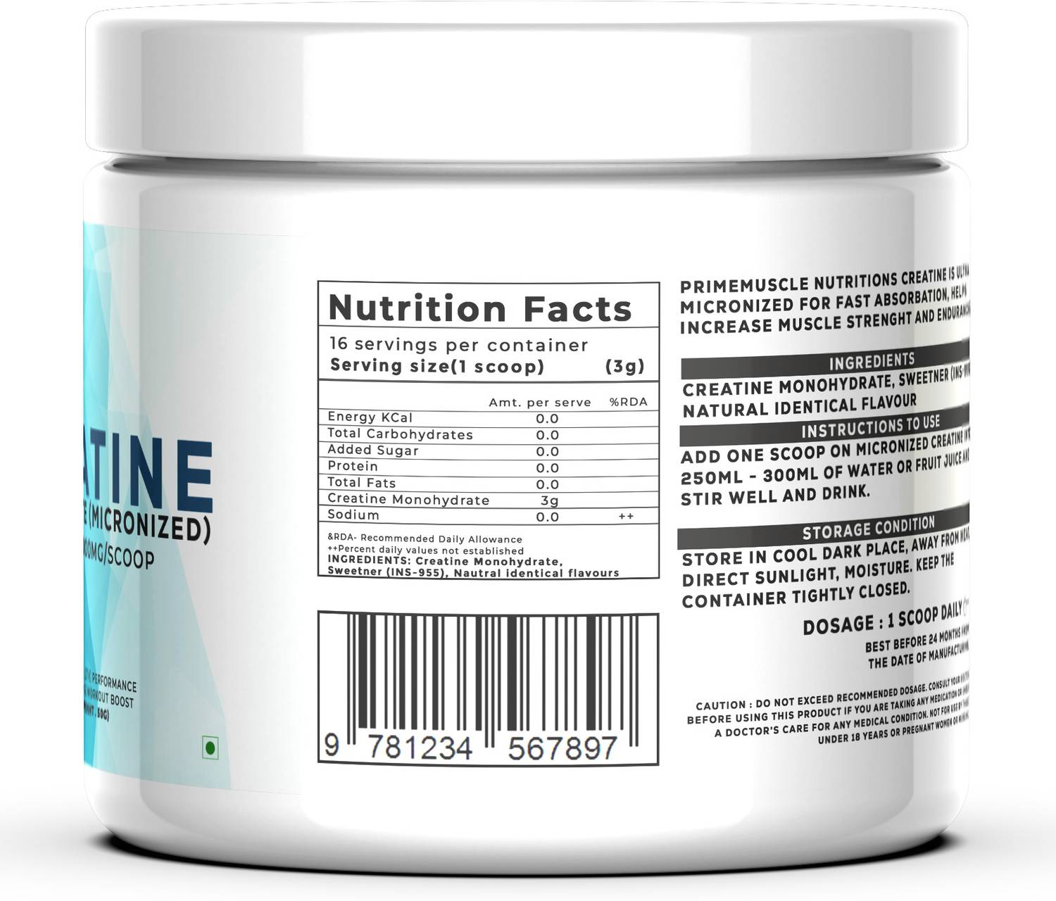 Primemuscle Nutritions Creatine Monohydrate Micronized - Image 2