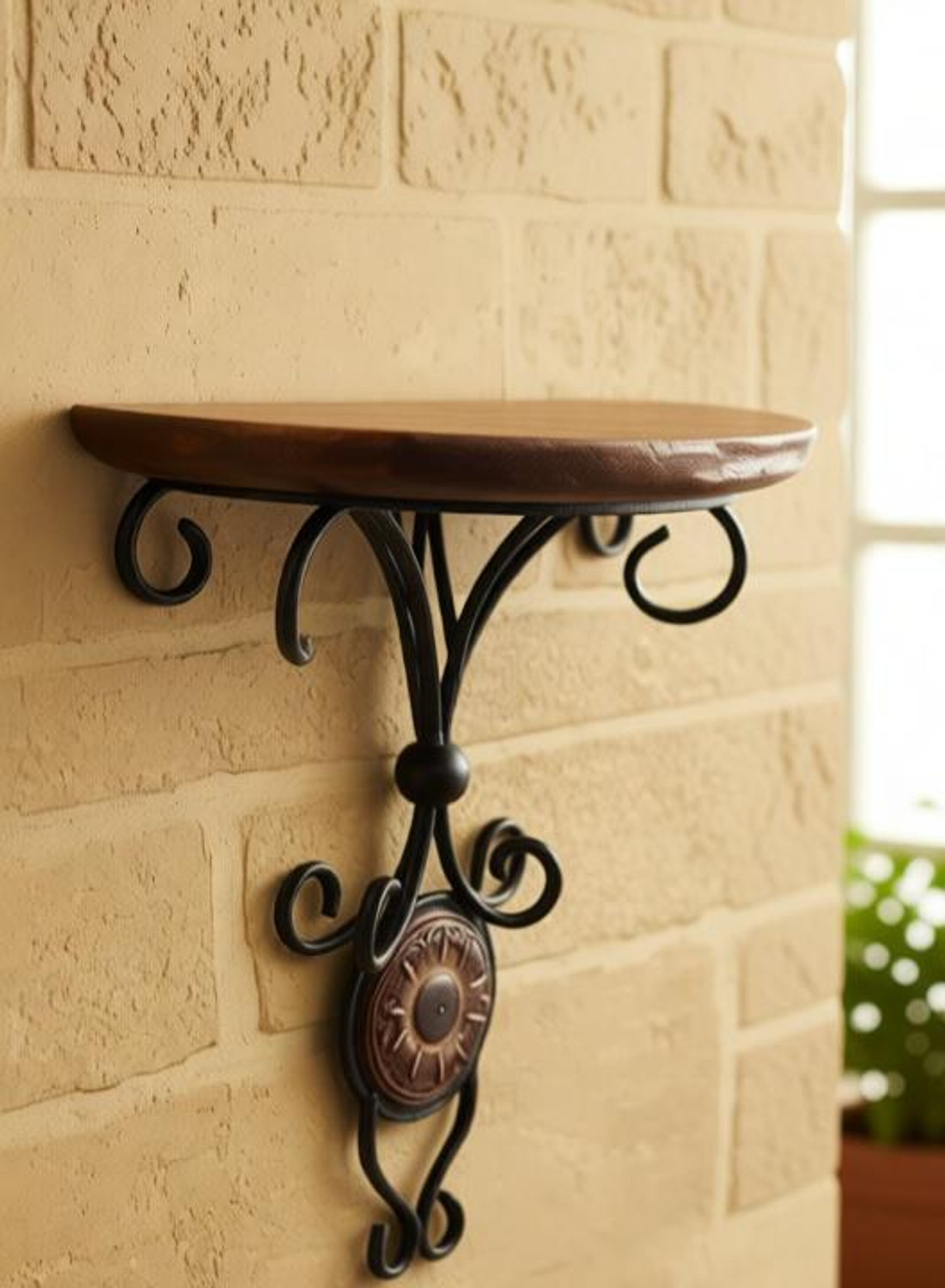 ruby perl Wooden, Iron Wall Shelf