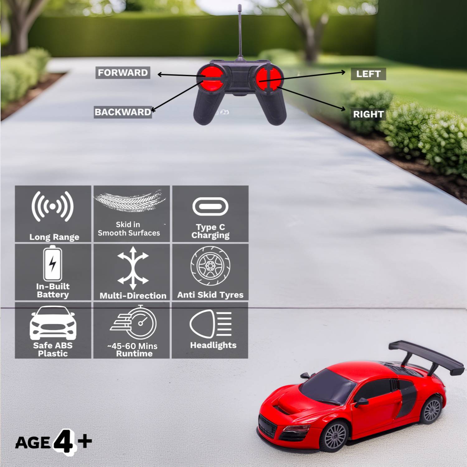frendo High Speed 1:24 Scale Rechargeable Remote Car for Kids - Image 5