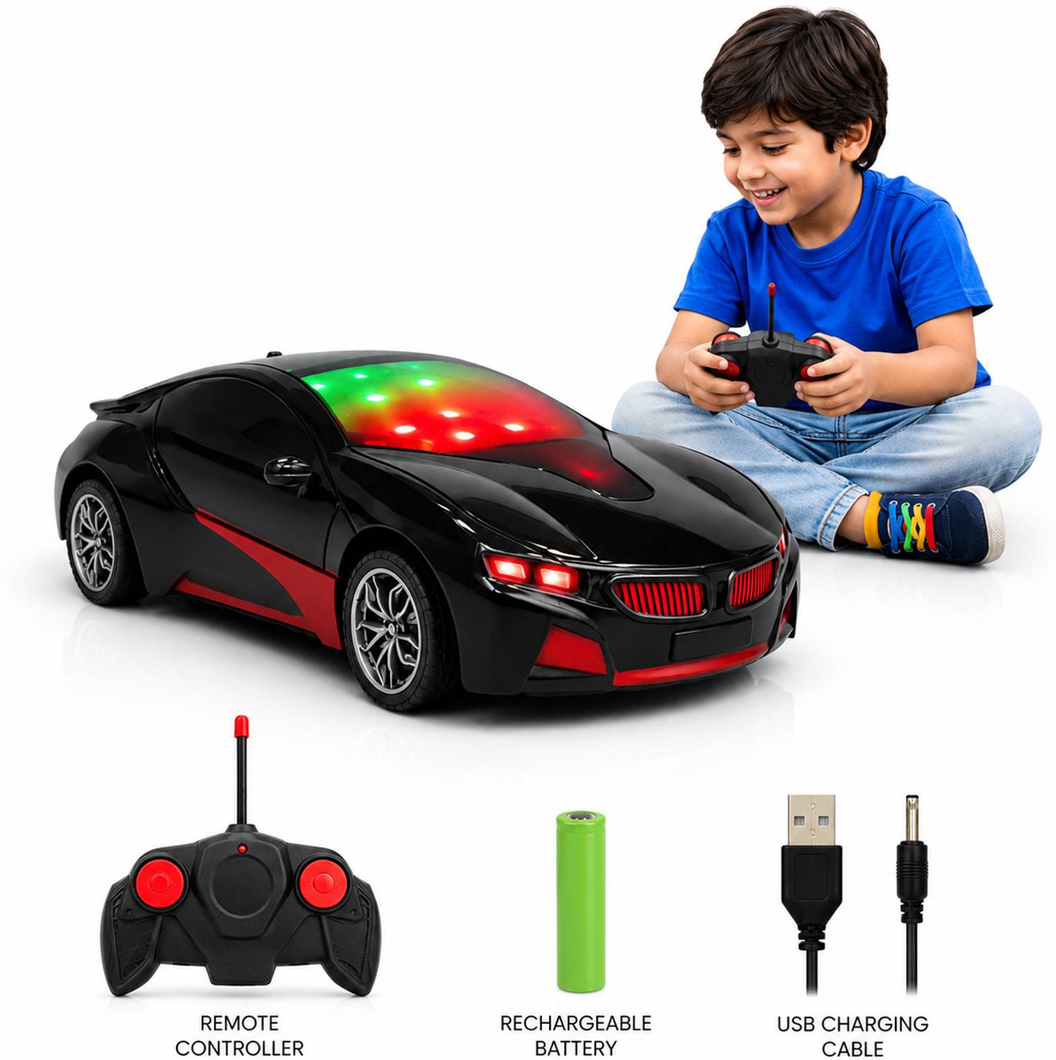 NHR 3D Lighting High Speed Remote Control Car - Image 2