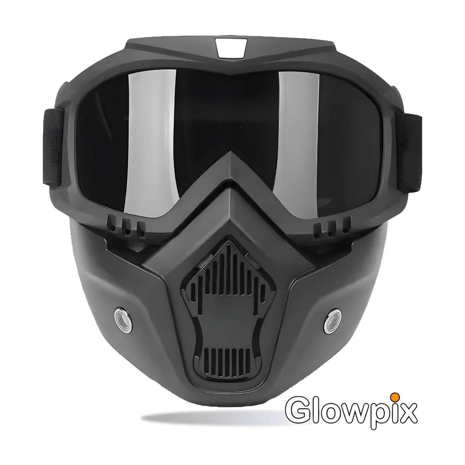 GLOWPIX Bike Riding Face Mask & Motorcycle Goggles Black - Image 1