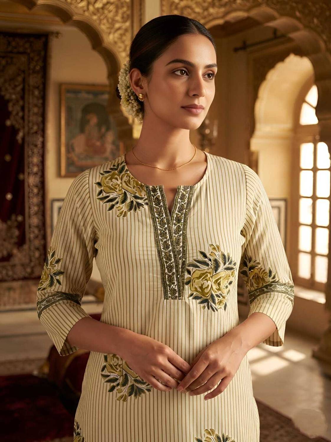 OS Fashion 3-Piece Floral Print Kurta Set 3 Pieces - Image 4