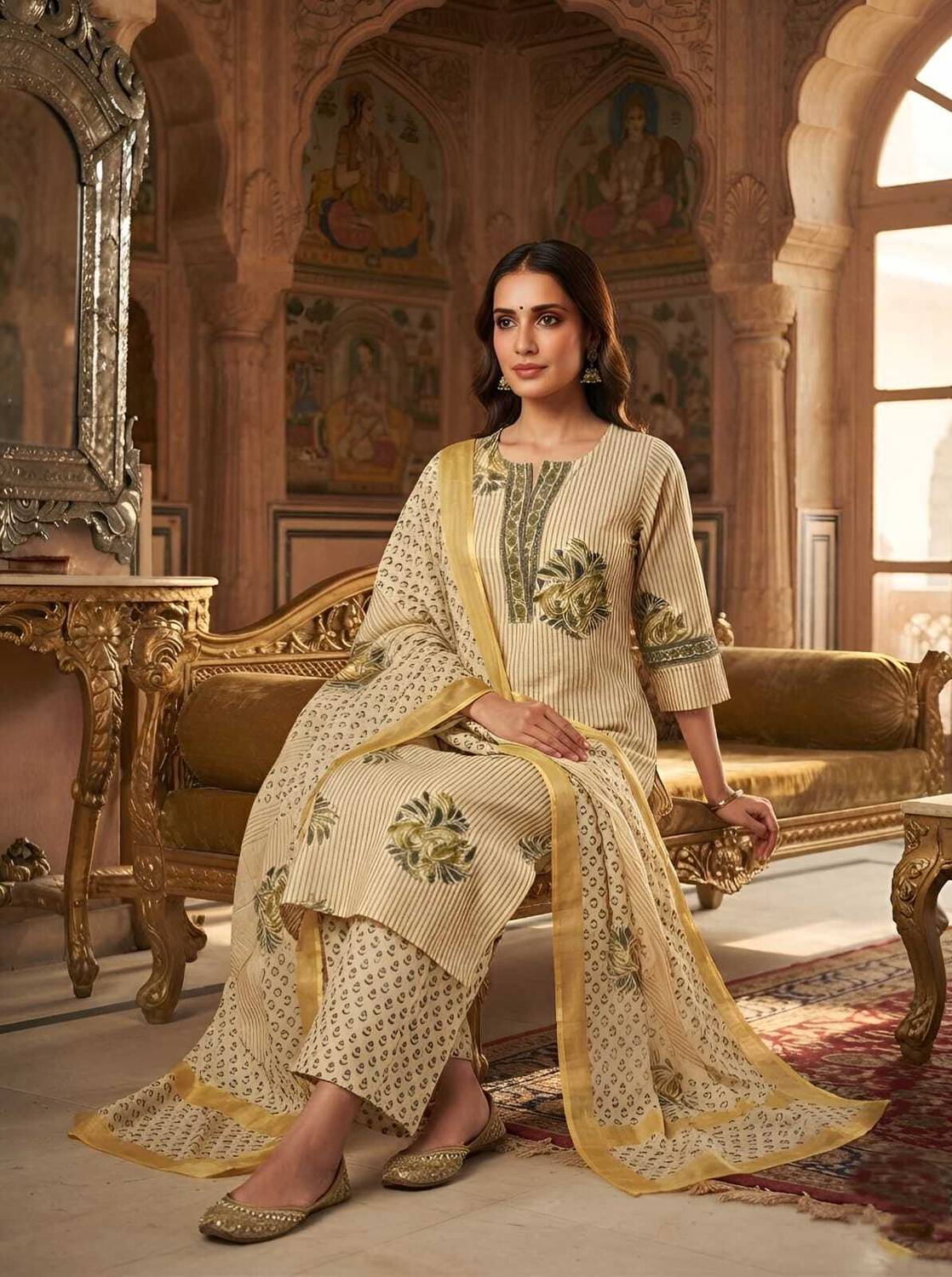 OS Fashion 3-Piece Floral Print Kurta Set 3 Pieces - Image 5