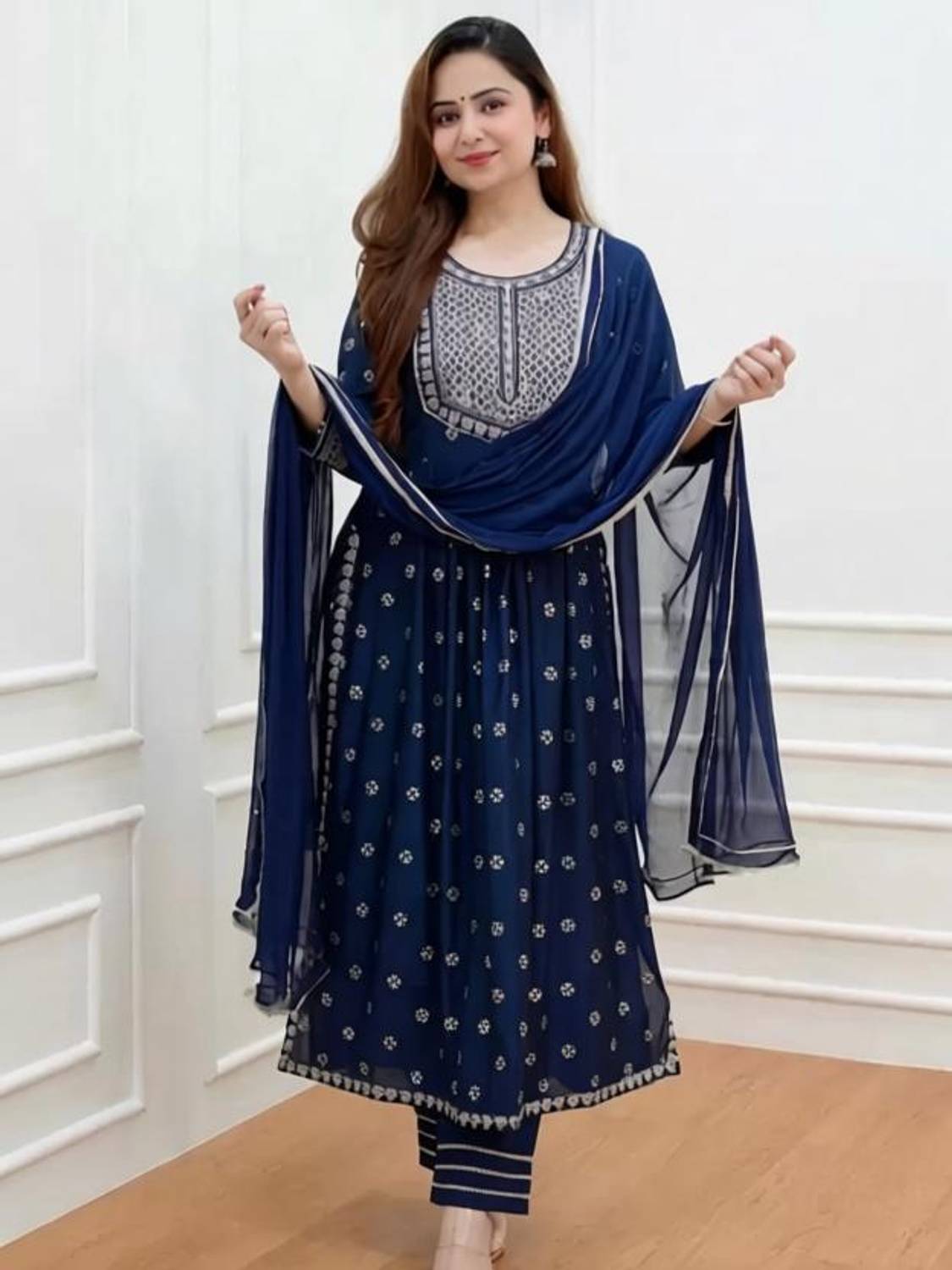 UGMAZ Embroidered Kurta, Trouser & Dupatta Set - Image 1