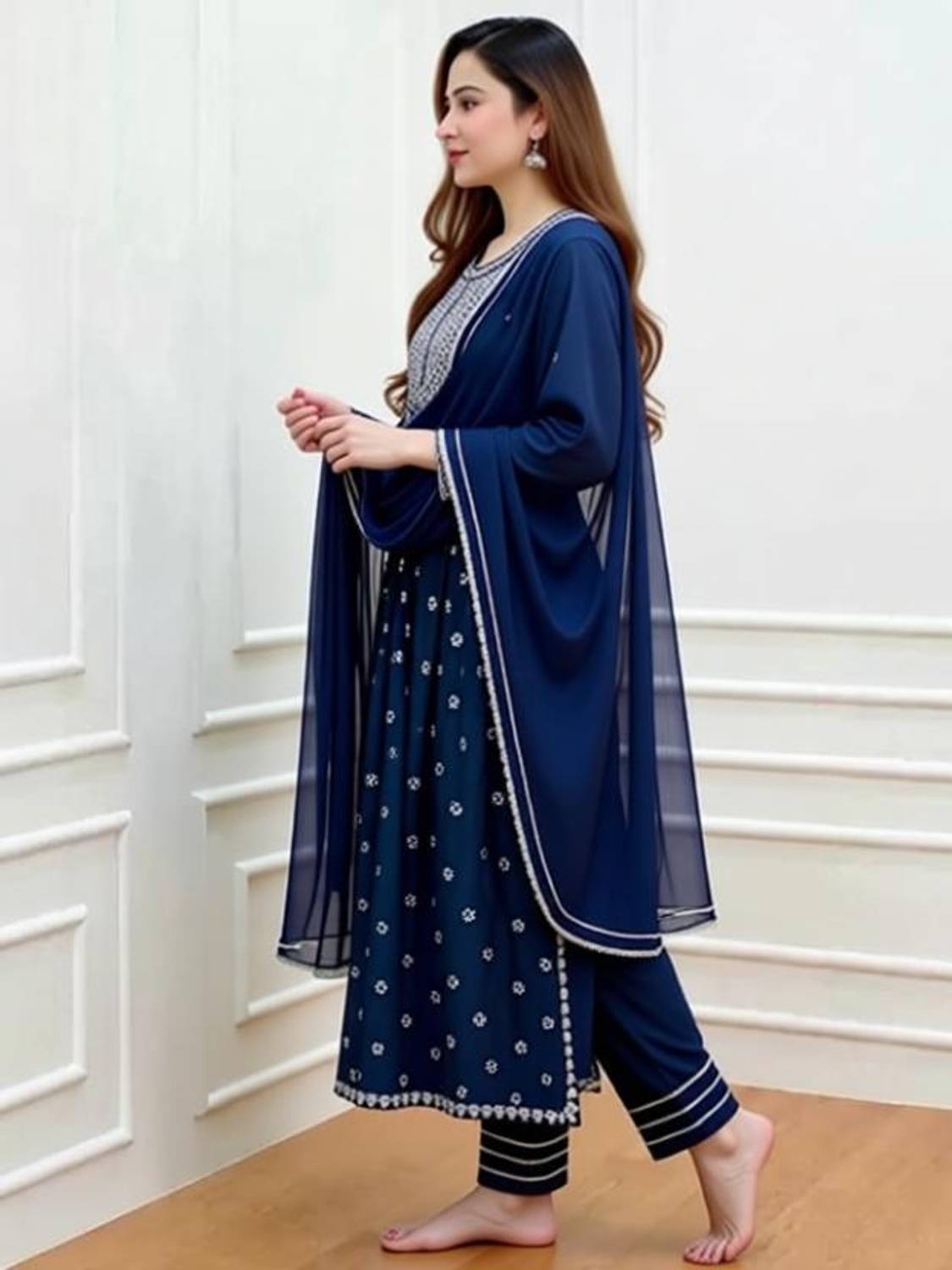 UGMAZ Embroidered Kurta, Trouser & Dupatta Set - Image 2