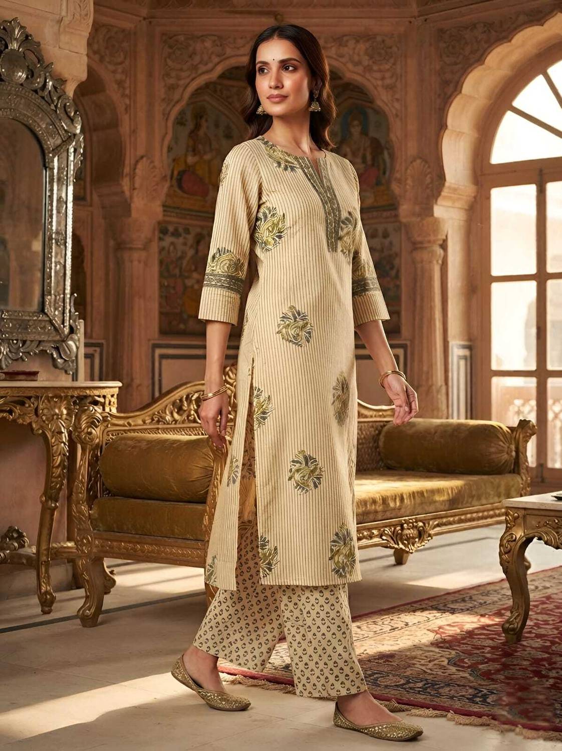OS Fashion 3-Piece Floral Print Kurta Set 3 Pieces - Image 3